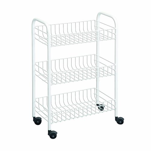Этажерка Metaltex Siena Color, 3-уровневая, цвет: белый, 41 x 23 x 63 см34.06.33-513 Этажерка Metaltex Siena Color, 3-уровневая, цвет: белый, 41 x 23 x 63 см34.06.33-513Этажерка Metaltex Siena с тремя полками выполнена из высококачественной стали, окрашенной краской, содержащей эпоксидный порошок. Очень удобная и компактная, но в то же время вместительная, она прекрасно впишется в пространство любого помещения. Ее можно установить в ванной комнате и ваши шампуни, гели для душа и различные кремы всегда будут под рукой; на кухне этажерку можно использовать для хранения посуды и продуктов. Благодаря колесикам этажерку можно перемещать в любую сторону без особых усилий.
