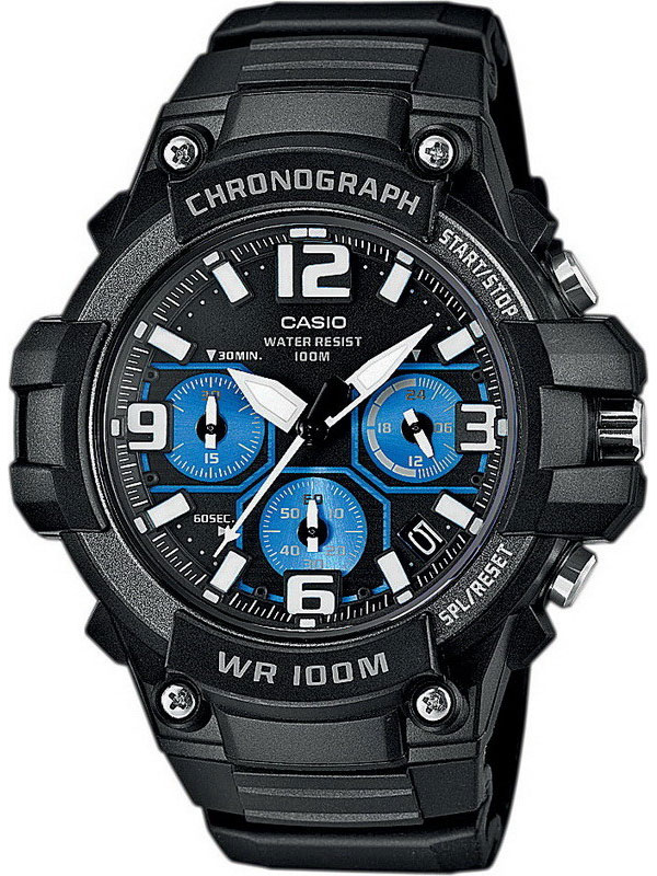 Часы мужские наручные Casio, цвет: черный, синий. MCW-100H-1A2