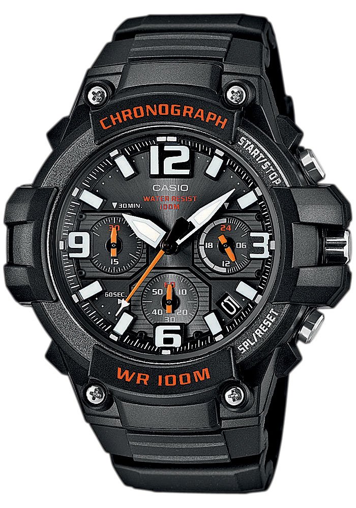 Часы мужские наручные Casio, цвет: черный, оранжевый. MCW-100H-1A