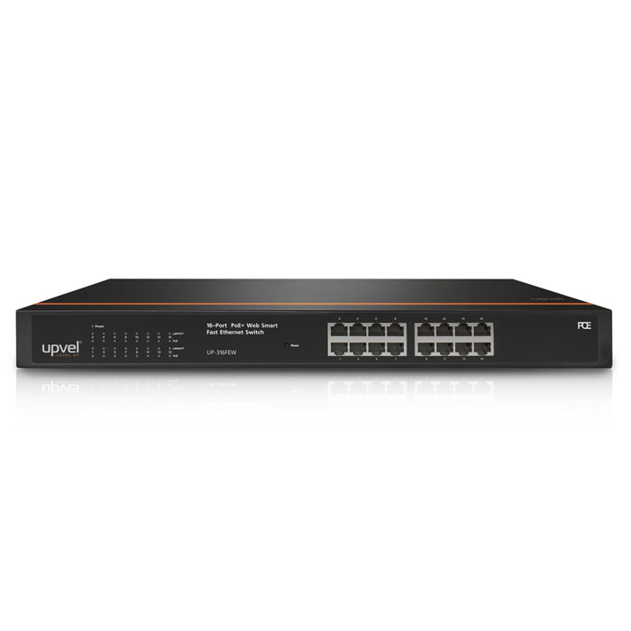 UPVEL UP-316FEW 16-портовый PoE+ коммутаторUP-316FEW UPVEL UP-316FEW 16-портовый PoE+ коммутаторUP-316FEW16-портовый PoE+ коммутатор Fast Ethernet, управляемый через веб-интерфейс, позволяет значительно сэкономить на приобретении и монтаже дополнительного оборудования и кабелей. Для передачи данных и питания устройств можно использовать имеющиеся сетевые кабели (технология Power over Ethernet). Данный управляемый коммутатор имеет 16 портов 10/100 Мбит/с PoE+, каждый из которых обеспечивает до 30 Вт для питания таких устройств, как уличные Wi-Fi точки доступа повышенной мощности, наклонно-поворотные IP-камеры, VoIP оборудование и др.Веб-интерфейс коммутатора позволяет настроить следующие функции: PoE для каждого порта (мощность, задержка включения, расписание), пропускная способность портов, Port Mirroring, защита от широковещательных штормов, VLAN (tag/port), QoS, фильтрация пакетов TCP/UDP, Spanning Tree, Port Trunking, DHCP Relay, IGMP Snooping, SNMP и др.Коммутатор автоматически распознает тип подключенного устройства и обеспечивает до 30 Вт для устройств стандарта 802.3at PoE+ (не более четырех подключенных устройств) и до 15 Вт для устройств стандарта 802.3af PoE. Если к порту подключено устройство, не поддерживающее технологию PoE, то подача питания автоматически блокируется, и через порт передаются только данные. В случае простоя коммутатора технология GREENforce обеспечивает энергосбережение до 75 %. Пропускная способность 3,2 Гбит/с обеспечивает эффективное использование сети и предотвращает перегрузки. Светодиодная индикация состояния соединений облегчает поиск неисправностей в сети. Прочный металлический корпус надежно защищает внутренние компоненты коммутатора от повреждений. Предусмотрена возможность установки коммутатора в стойку. Блок питания – встроенный.С помощью данного коммутатора можно быстро объединить в единую сеть устройства, поддерживающие и не поддерживающие технологию PoE.Чипсет: IP1717+IP210W+PD69008Внутренняя пропускная способность: 3,2 Гбит/сРазмер таблицы MAC-адресов: 4000Стандарты:IEEE802.3 10Base-TIEEE802.3u 100Base-TXIEEE802.3af Power over Ethernet (PoE)IEEE802.3at Power over Ethernet (PoE+)IEEE 802.3x Flow ControlIEEE 802.3az Energy Efficient Ethernet
