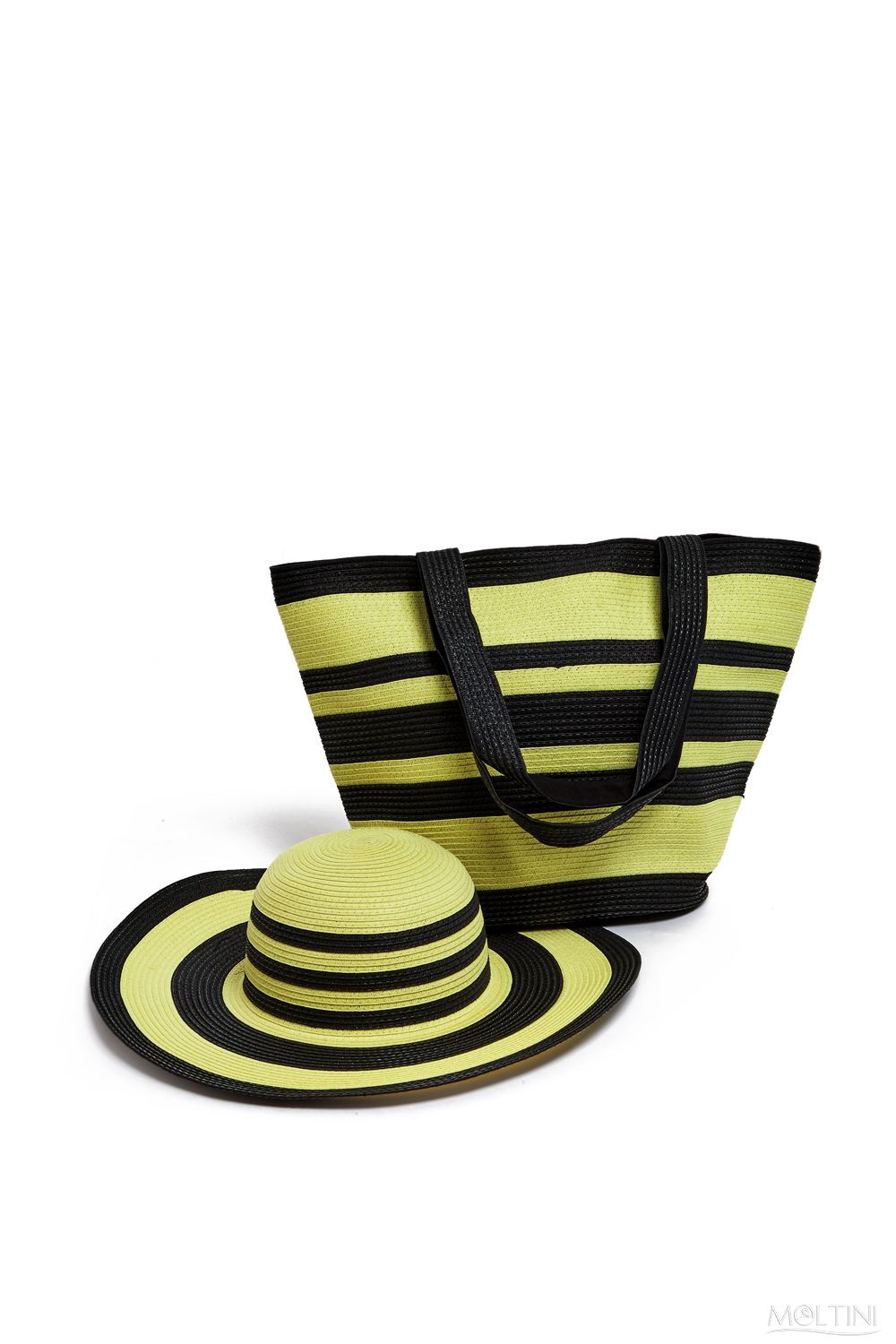 Комплект Moltini: сумка, шляпа, цвет: желтый, черный. 15J018