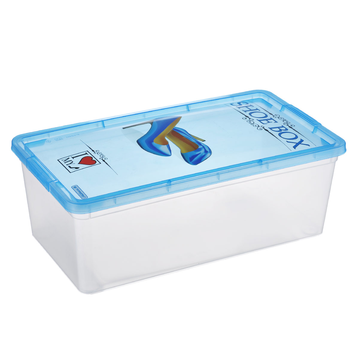 Коробка для обуви Полимербыт Shoe Box, цвет: голубой, 34 см х 19 см х 12 смС51101 Коробка для обуви Полимербыт Shoe Box, цвет: голубой, 34 см х 19 см х 12 смС51101Коробка для обуви Полимербыт Shoe Box изготовлена из высококачественного прочного пластика. Предназначена для хранения туфель, босоножек, сандалий и другой летней обуви. Коробка плотно закрывается крышкой, украшенной изображением туфель. Яркая и практичная коробка всегда пригодится в домашнем гардеробе.