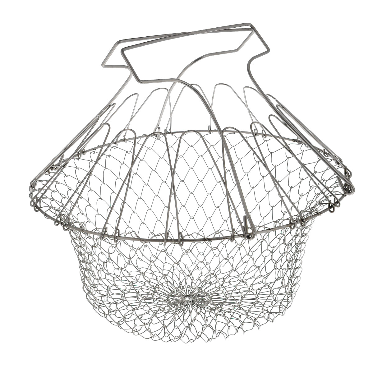 Решетка для приготовления пищи Bradex Chef Basket, складнаяTK 0143 Решетка для приготовления пищи Bradex Chef Basket, складнаяTK 0143Решетка Bradex Chef Basket изготовлена из высококачественной нержавеющей стали. Это совершенно удивительное устройство со множеством функций заменит собой пароварку, жаровню, дуршлаг и прочую кухонную утварь значительного размера. Форма для варки и жарки - с поднятыми ручками решетка позволяет вам сложить в нее ингредиенты, и варить прямо в кастрюле. Идеальный вариант для варки яиц, макарон, пельменей и других продуктов. После окончания варки вы просто вынимаете решетку из кастрюли, в которой и остается вся вода! Таким же образом вы сможете пожарить картофель фри или рыбу в кляре. Диаметр: 23 см. Размер (в собранном виде): 24 см х 22,5 см х 29 см.Размер (в разобранном виде): 23 см х 23 см х 2 см.