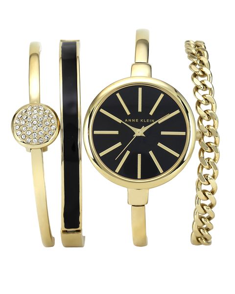 Часы наручные женские Anne Klein 1470GBST, цвет: черный, золотой