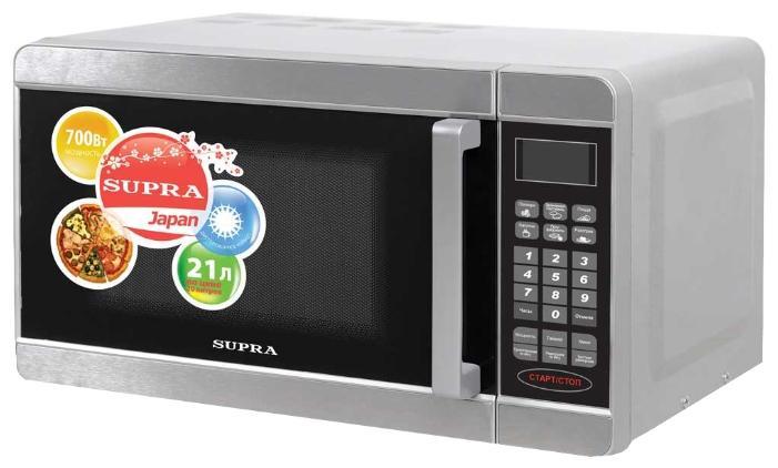 Supra MWS-2104SS микроволновая печьMWS-2104SS Supra MWS-2104SS микроволновая печьMWS-2104SSSupra MWS-2104SS - отличная СВЧ печь, которая поможет приготовить изысканные блюда всего лишь за пару минут. Стильный дизайн печи идеально впишется в любое помещение. Также обладает отличными функциями и особенностями системы - подсветка камеры, звуковой сигнал, блокировка от детей. Мощность данной модели составляет 700 Вт, а этого хватит чтобы воплотить любые кулинарные фантазии в жизнь. Особым плюсом станет наличие режима разморозки. Управление электронное. Внутреннее покрытие легко моется и не доставит лишних проблем.