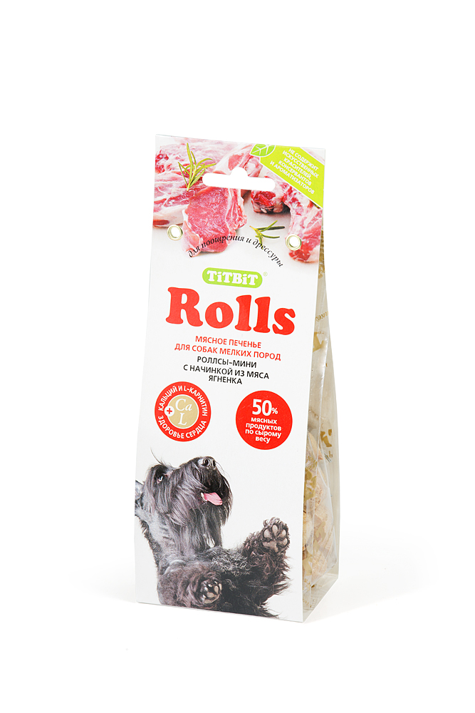 Лакомство для собак Titbit Rolls, печенье с начинкой из мяса ягненка, 100 г2254 Лакомство для собак Titbit Rolls, печенье с начинкой из мяса ягненка, 100 г2254Мясо ягненка – это источник гипоаллергенного, высококачественного протеина животного происхождения, который легко усваивается и необходим при заживлении ран и переломах костей. Аромат баранины очень нравится собакам, поэтому лакомство удобно применять для дрессуры. Вещества, такие как цинк, витамин В12 и железо (2,6 мг/100г), благотворно влияют на умственную деятельность животного. В мясе ягненка содержатся так же витамин РР(5,4 мг/100г), который участвует в усвоении белков, жиров и углеводов, поступающих извне. Состав: мука 55%, мясо ягненка14%, злаки11%, зародыш пшеницы9%, масло растительное7%, патока3%, сухое молоко1%.