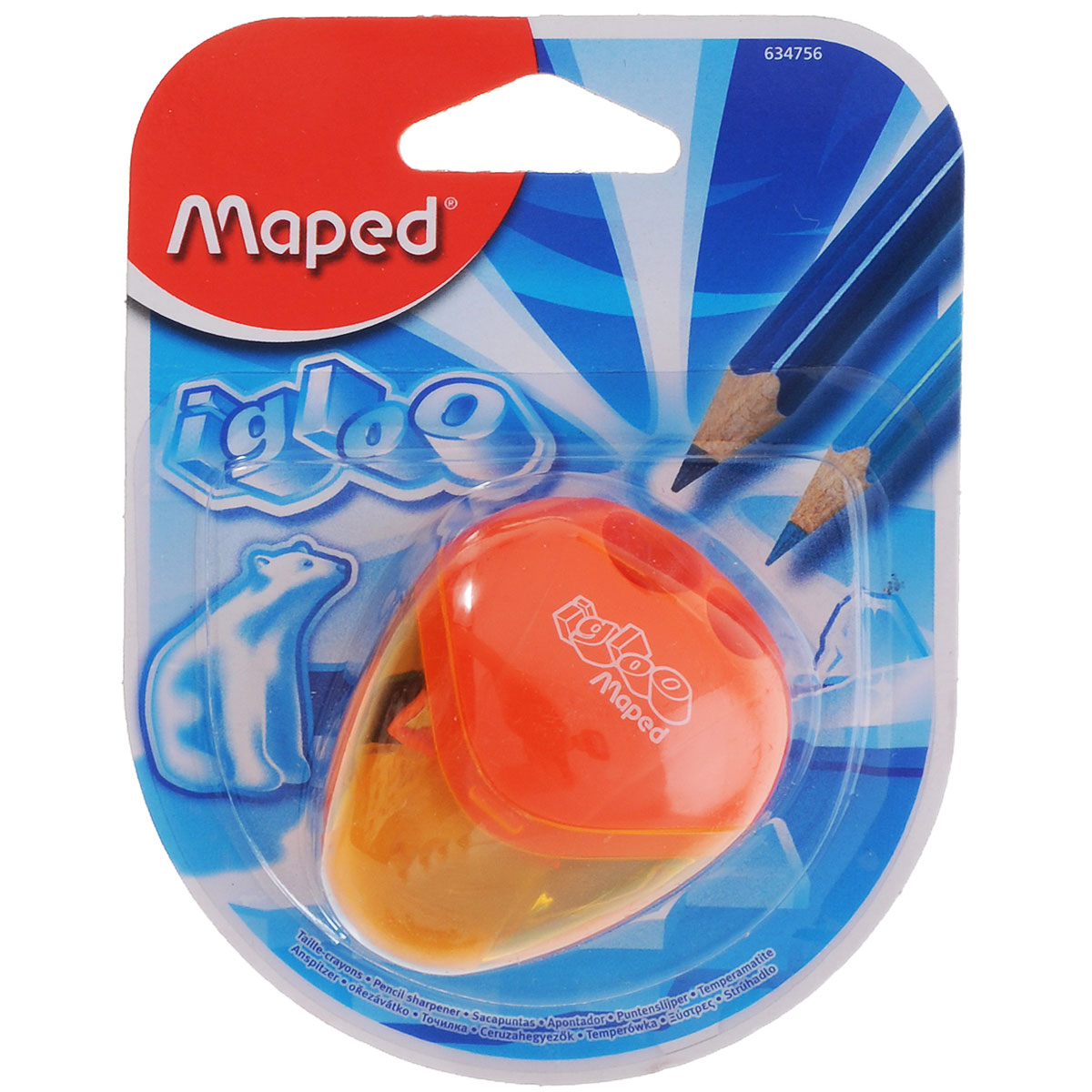 Точилка Maped И-Глу, с 2 отверстиями, цвет: оранжевый634756_оранжевый Точилка Maped И-Глу, с 2 отверстиями, цвет: оранжевый634756_оранжевыйТочилка И-Глу с двумя отверстиями выполнена из ударопрочного пластика. Полупрозрачный контейнер для сбора стружки повышенной вместимости позволяет визуально контролировать уровень заполнения и вовремя производить очистку.