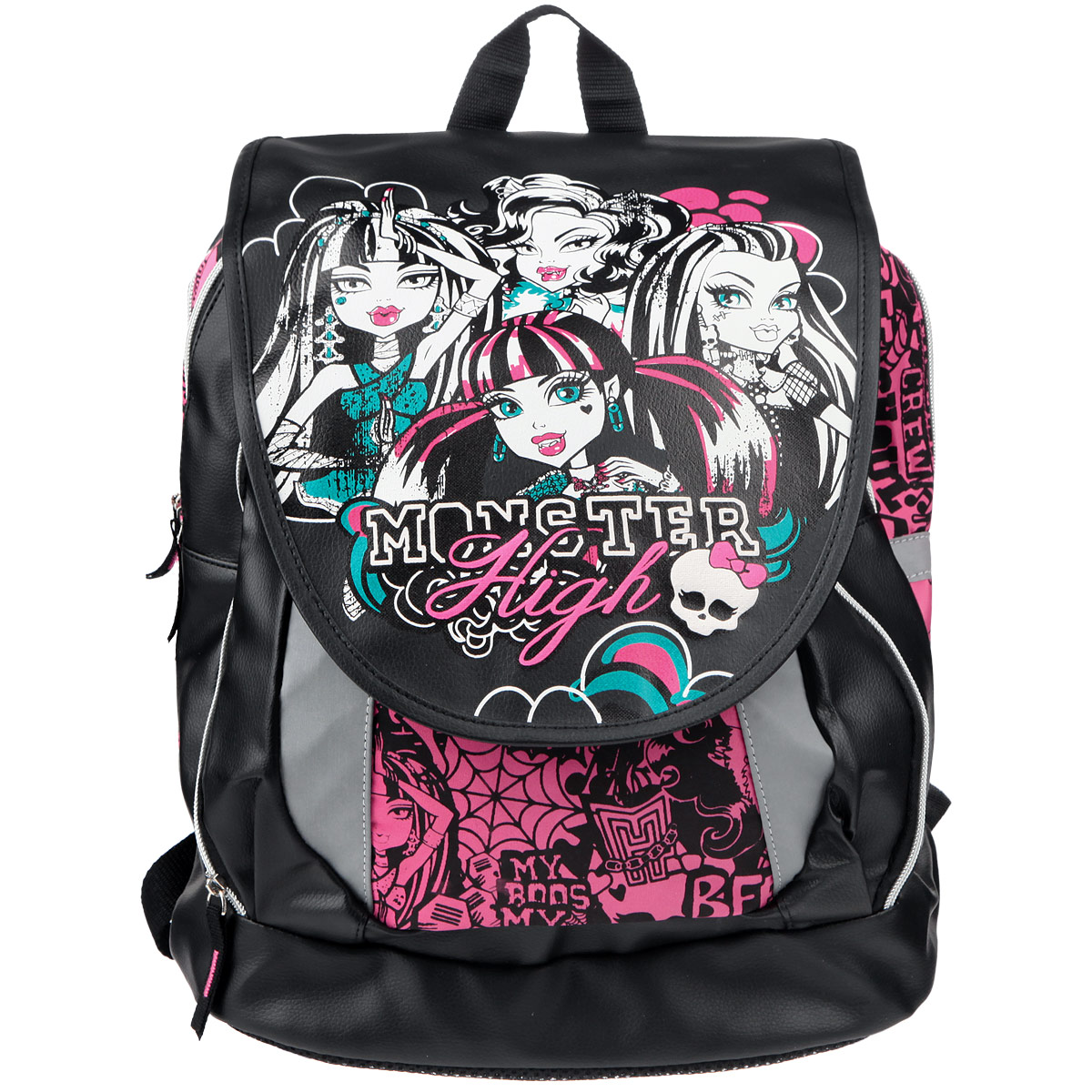 Рюкзак детский "Monster High", цвет: черный, белый, розовый, бирюзовый. MHBB-RT3-588