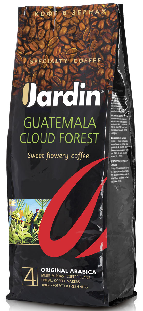 Jardin Guatemala Cloud Forest кофе в зернах, 1 кг0602-8 Jardin Guatemala Cloud Forest кофе в зернах, 1 кг0602-8Зерновой кофе Jardin Guatemala Cloud Forest отличается своеобразным вкусом - плотным, с тонкой кислинкой и нотами черной смородины, а также долгим послевкусием. Этот сорт кофе выращивают в Гватемале на плодородных почвах вулканического происхождения, во влажном климате субтропических лесов.