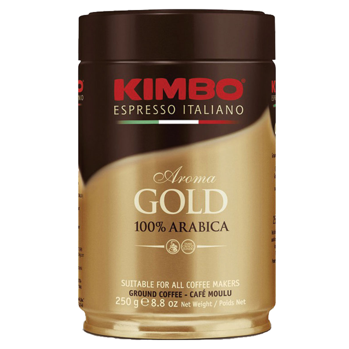 Kimbo Aroma Gold 100% Arabica кофе молотый, 250 г (ж/б)8002200102128 Kimbo Aroma Gold 100% Arabica кофе молотый, 250 г (ж/б)8002200102128Натуральный жареный молотый кофе Kimbo Gold 100% Arabica. Смесь превосходной арабики отличается нежным вкусом, мягкой кислинкой и тонкимароматом. Состав смеси: 100% арабика.