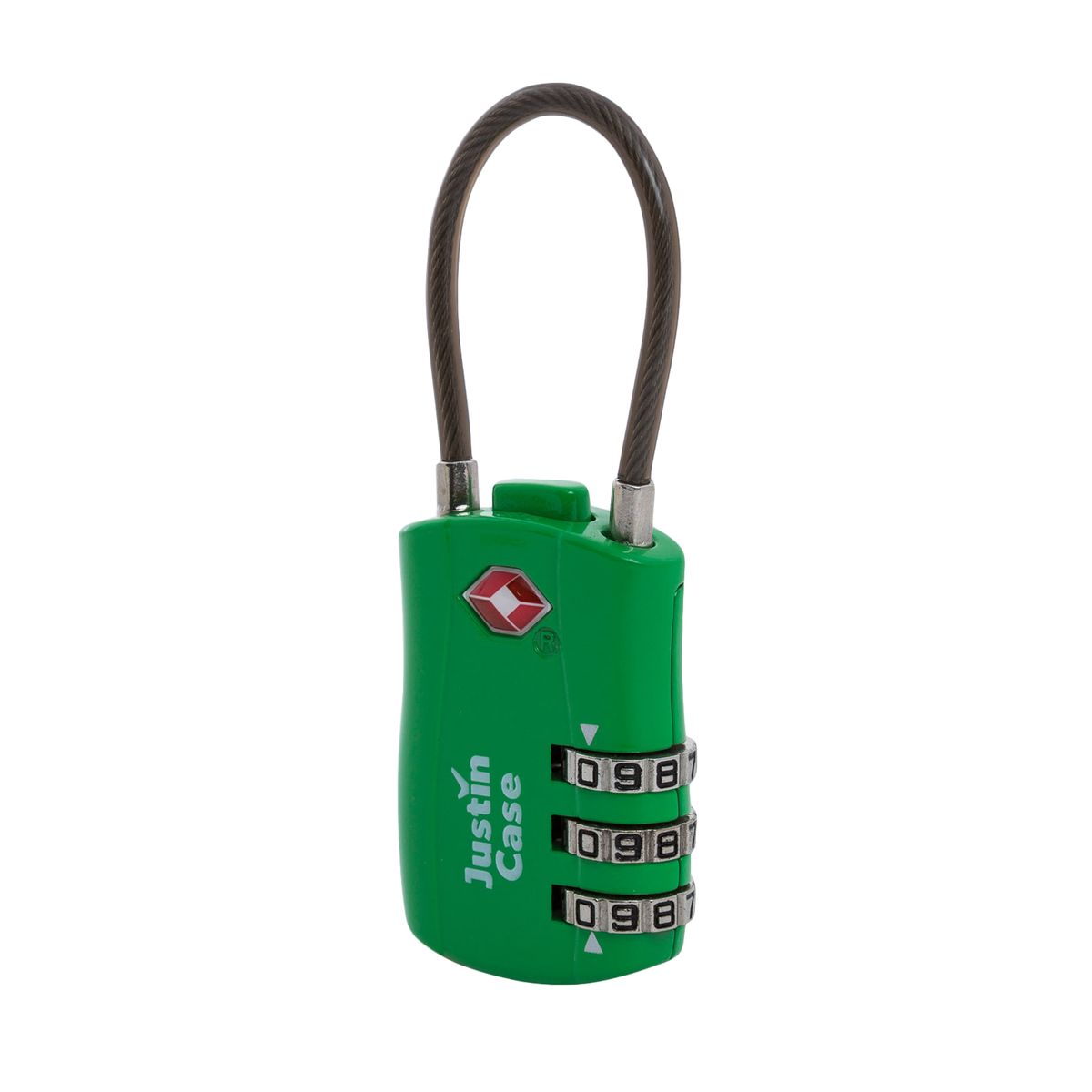Замок кодовыйс JustinCase "3-Dial Lock TSA", с гибкой дужкой, цвет: зеленый