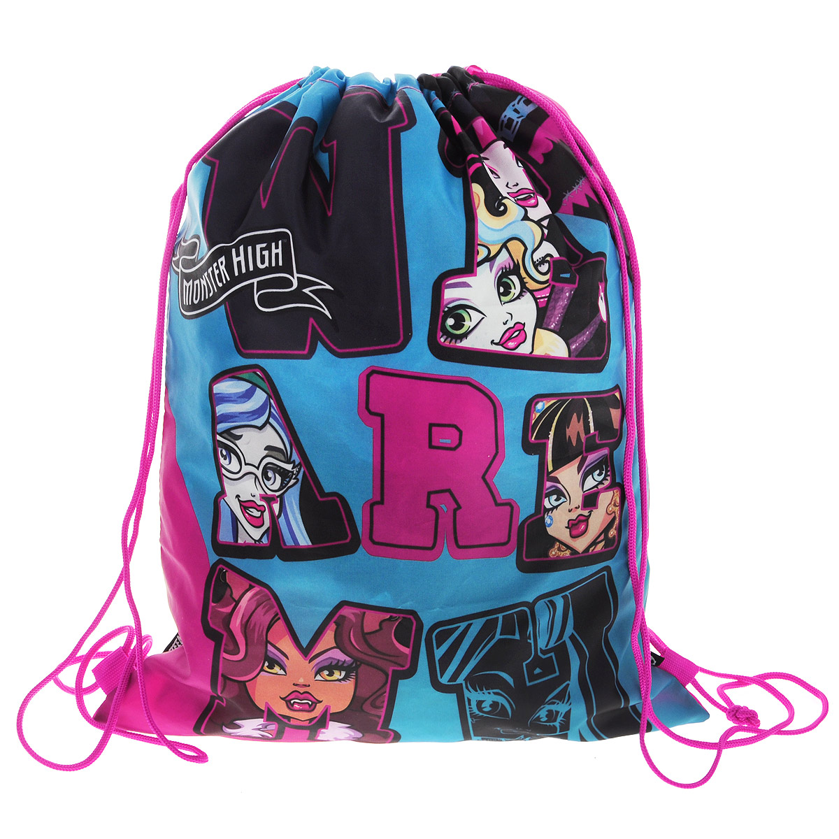 Monster High Сумка для сменной обуви цвет черный розовый зеленыйMHCB-MT1-883 Monster High Сумка для сменной обуви цвет черный розовый зеленыйMHCB-MT1-883Сумка для сменной обуви Monster High идеально подойдет как для хранения, так и для переноски сменной обуви и одежды.Сумка выполнена из прочного водонепроницаемого полиэстера и содержит одно вместительное отделение, затягивающееся с помощью текстильных шнурков. Шнурки фиксируются в нижней части сумки, благодаря чему ее можно носить за спиной как рюкзак.Оформлено изделие изображением героев из мультфильма Monster High.Ваш ребенок с радостью будет ходить с таким аксессуаром в школу.
