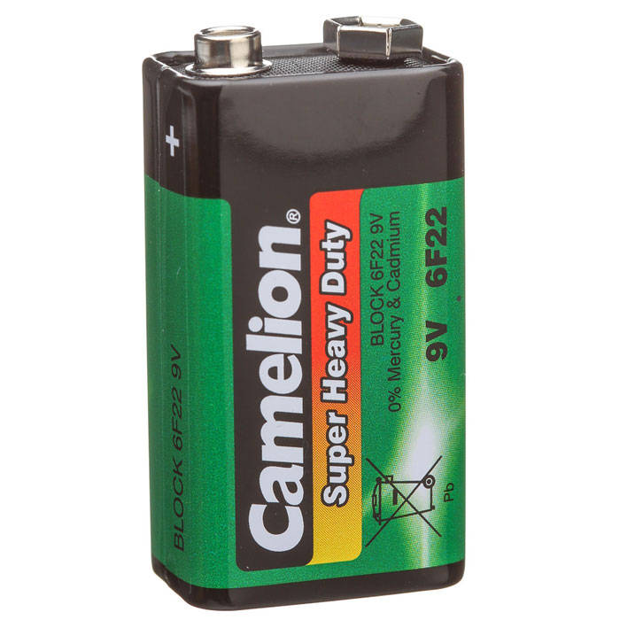 Camelion 6F22 SR-1 (6F22P-SP1G) батарейка, 9В1663 Camelion 6F22 SR-1 (6F22P-SP1G) батарейка, 9В1663Углеродно-цинковая (солевая) батарейка Camelion 6F22 SR-1 типа Крона обладает современной системой экономии, прослужит долгое время.
