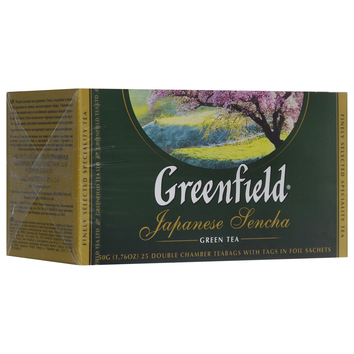 Greenfield Japanese Sencha зеленый чай в пакетиках, 25 шт0535-15 Greenfield Japanese Sencha зеленый чай в пакетиках, 25 шт0535-15Японский зеленый чай из провинции Фукуока. Изготавливается по особой технологии: на несколько дней перед сбором чайные кусты затеняют тростниковым или бамбуковым покрытием, чтобы усилить ароматические свойства чая. Собранные чайные листочки не сушат, как принято в других «чайных» странах, а обрабатывают паром и слегка сплющивают, поэтому на вид готовая сенча напоминает остренькие зеленые иголочки. А климатические условия страны, островное расположение плантаций, особенности почв, дают чаю самобытный сложный вкусовой букет. Джапаниз Сенча - необычный чай, в нем явно ощущается тонкий сливочный вкус и легкий аромат моря - так может пахнуть соленый прибой.