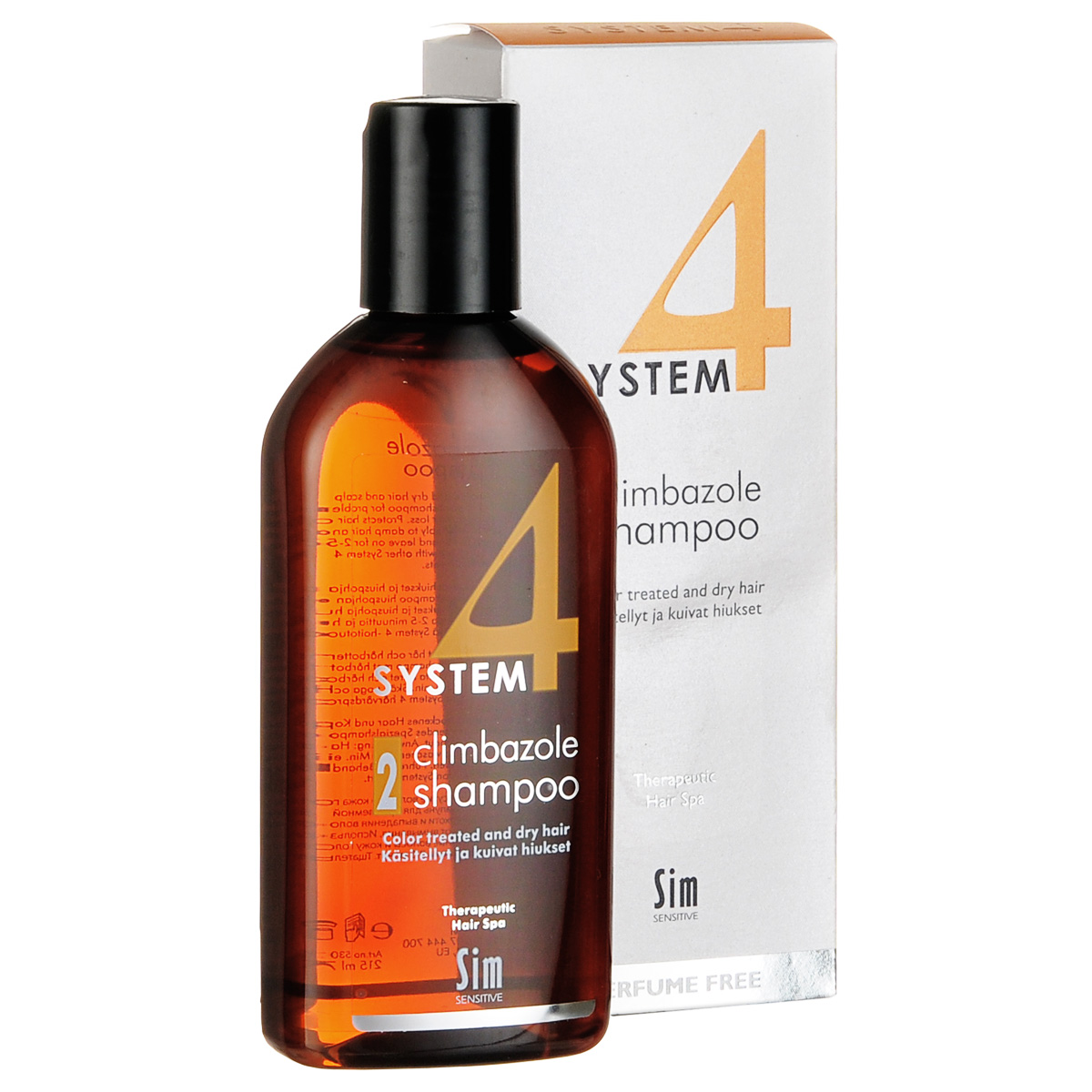 SIM SENSITIVE Терапевтический шампунь № 2 SYSTEM 4 Climbazole Shampoo 2 , 215 мл5302 SIM SENSITIVE Терапевтический шампунь № 2 SYSTEM 4 Climbazole Shampoo 2 , 215 мл5302КАК РАБОТАЕТ:салициловая кислота активно очищает кожу головы, предотвращая образование сухой перхоти, а климбазол и пироктон оламин восстанавливают микрофлору кожи головы. Гидролизованные протеины, гидролизованный коллаген, масло подсолнечника ухаживают за сухой кожей головы, поврежденными стержнями волос и продлевают стойкость цвета окрашенных волос. Розмарин и ментол обладают освежающим антибактериальным эффектом, улучшают микроциркуляцию крови. рН-4,7.БОРЕТСЯ С: сухостью кожи головы, зудом, раздражением кожи головы, сухой перхотью, cухостью, ломкостью волос, расслоением стержня волосанепослушностью и поврежденностью волос после окрашивания или химической обработки