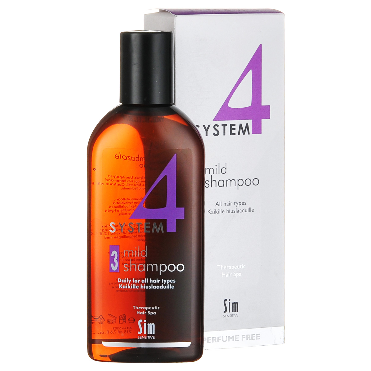 SIM SENSITIVE Терапевтический шампунь № 3 SYSTEM 4 Mild Climbazole Shampoo 3 , 215 мл5303 SIM SENSITIVE Терапевтический шампунь № 3 SYSTEM 4 Mild Climbazole Shampoo 3 , 215 мл5303КАК РАБОТАЕТ:шампунь рекомендуется для чувствительной кожи головы. Сали-циловая кислота мягко очищает, климбазол и пироктон оламинвосстанавливают микрофлору кожи головы. Гидрогенол снимаетраздражение, увлажняет и защищает волосы от воздействия уль-трафиолетовых лучей. Ментол и розмарин способствуют улучше-нию питания волосяного фолликула за счет своих стимулирующихи дезинфицирующих свойств. рН-4,7. Успокаивает кожу головыпосле окрашивания.БОРЕТСЯ С:раздражениемкожи головы и с элементами перхотис чувствительностью кожи головырецедивами после курса лечения волос и кожи головы