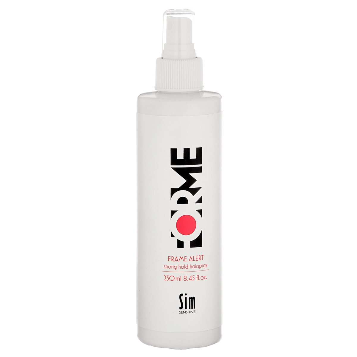 SIM SENSITIVE Жидкий лак сильной фиксации для укладки волос FORME Frame Alert Strong Hold Hair Spray, 250мл5352 SIM SENSITIVE Жидкий лак сильной фиксации для укладки волос FORME Frame Alert Strong Hold Hair Spray, 250мл5352Жидкий лак для стойкой фиксации волос Frame Alert Strong Hold Hair Spray. Подходит для создания сложных причесок и креативных укладок.Оформляющий и закрепляющий жидкий спрей Фрейм Алерт для стойкой укладки. Придает блеск волосам. Позволяет создавать сложные прически, креативные и свадебные. Фиксирует прическу на целый день. Содержит экстракт клюквы и УФ-фильтр, которые защищают волосы от вредных воздействий окружающей среды. Экстракт клюквы, благодаря большой концентрации витаминов и микроэлементов, питает, ухаживает и защищает волосы.Фиксация: 5Объем: 5Блеск: 4