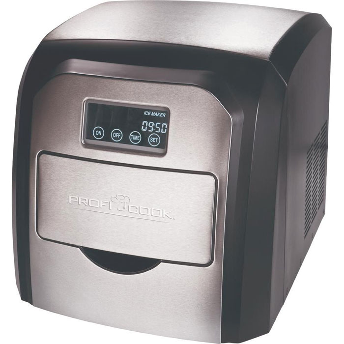 Profi Cook PC-EWB 1007 ледогенераторPC-EWB 1007 Profi Cook PC-EWB 1007 ледогенераторPC-EWB 1007Компактный ледогенератор Profi Cook PC-EWB 1007 с корпусом из нержавеющей стали быстро и просто делает кубики льда одним нажатием кнопки. Прост в обращении, идеален для использования дома и в офисе. Для работы просто требуется заполнить резервуар питьевой водой.ЖК-дисплейНизкий уровень шумаОтображения времениМощность: 230 В, 50 Гц, 180 ВтКонтрольная лампа START / STOPКоличество льда, производимое в течение 24 часов от 10 до 15 кгЗвуковой сигнал при заполнении контейнера или пустой емкости для водыЭКО Save - автоматическое отключение в конце работыМногофункциональная сенсорная панельАксессуары: лопатка для льда, мерный стаканПриготовление 12 кубиков льда за циклНизкий уровень шума