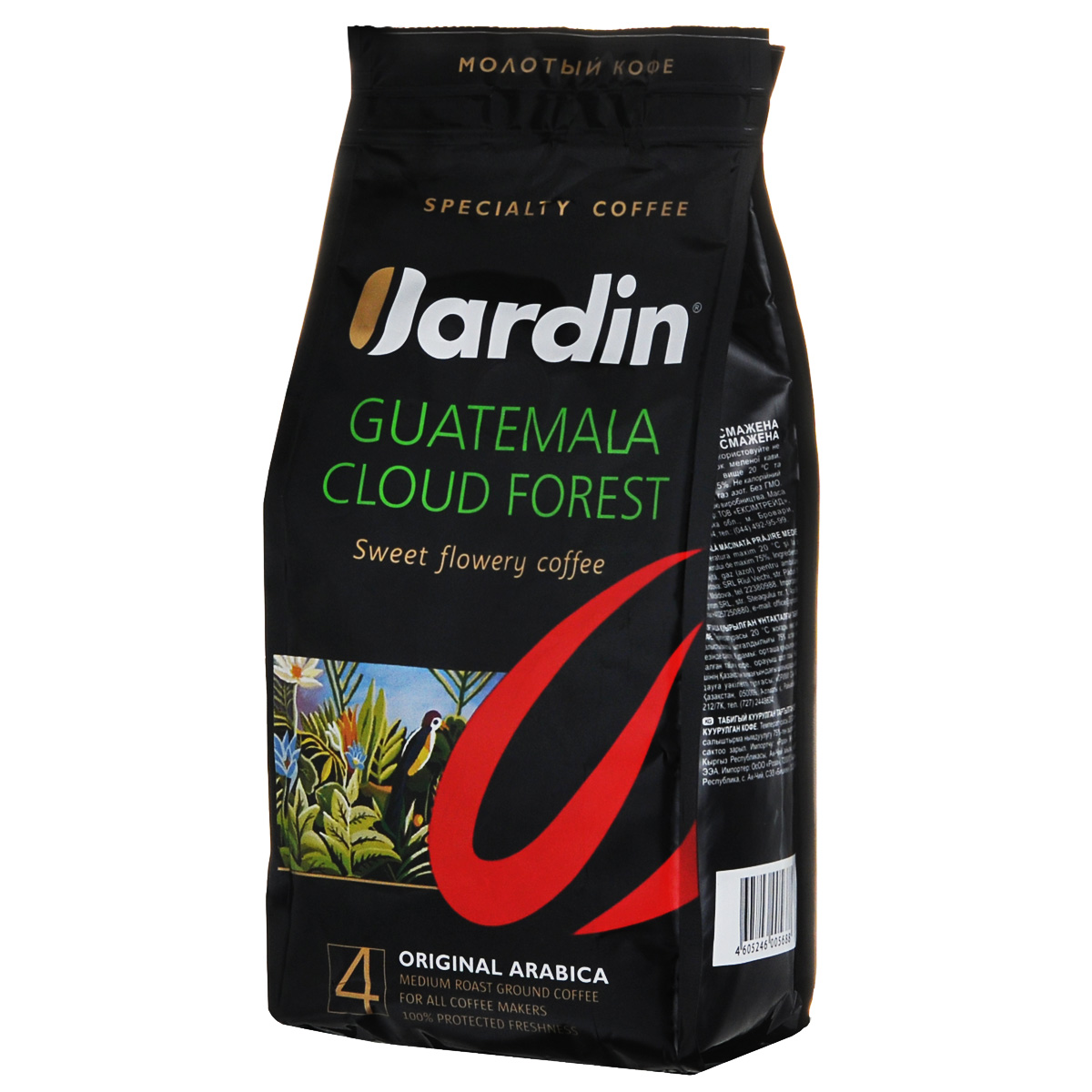 Jardin Guatemala Cloud Forest кофе молотый, 250 г0568-15 Jardin Guatemala Cloud Forest кофе молотый, 250 г0568-15Молотый кофе Jardin Guatemala Cloud Forest отличается своеобразным вкусом - плотным, с тонкой кислинкой и нотами черной смородины, а также долгим сладким послевкусием. Этот сорт кофе выращивают в Гватемале на плодородных почвах вулканического происхождения, во влажном климате субтропических лесов.
