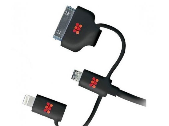 Promate linkMate-Trio, Black кабель USB00008408 Promate linkMate-Trio, Black кабель USB00008408Promate linkMate.trio - это великолепное многофункциональное решение для синхронизации и зарядки ваших гаджетов. Его можно использовать ежедневно со всеми девайсами, которыми вы пользуетесь, вне зависимости от разъемов, используемых в них. В одном кабеле объединили сразу четыре самых популярных коннектора, такие как USB /Lightning, Apple 30-pin и Micro-USB. Заряжайте ваш iPhone или перекачивайте информацию с Samsung Note 4 - linkMate.trio применим везде. Три провода по цене одного. Изготовлен прочного flexShield материала, надежен и безопасен. Ворох ненужных кабелей заменит Promate linkMate.trio!
