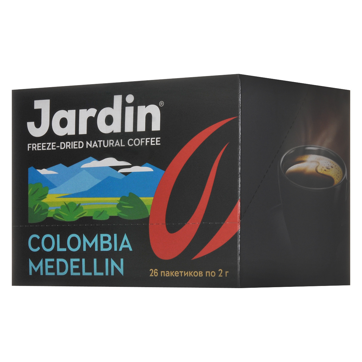 Jardin Colombia Medellin растворимый кофе в пакетиках, 26 шт0861-16 Jardin Colombia Medellin растворимый кофе в пакетиках, 26 шт0861-16Растворимый кофе в пакетиках Jardin Colombia Medellin обладает крепким, насыщенным, интенсивным ароматом. Вкус арабики из колумбийского региона Меделлин особо ценится за сочетание цветочных и шоколадных нот.А всего одна ложка сахара добавит вкусу новые карамельные ноты крем-брюле.