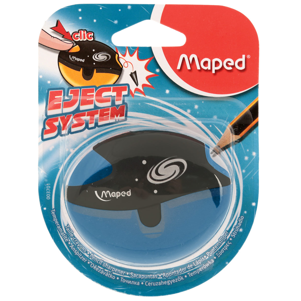 Точилка Maped Galactic, с контейнером, цвет: голубой3701_голубой Точилка Maped Galactic, с контейнером, цвет: голубой3701_голубойТочилка пластиковая Maped Galactic - это точилка изготовленная из пластика, с одним отверстием, контейнером и специальной защитой от сломанного грифеля. Полупрозрачный контейнер для сбора стружки повышенной вместимости позволяет визуально контролировать уровень заполнения и вовремя производить очистку. Это точилка, в которой не застревает грифель. Одно нажатие на кнопку освобождает точилку от сломанного грифеля. Предназначена для использования как в школе, так и в офисе.Рекомендовано детям старше трех лет.
