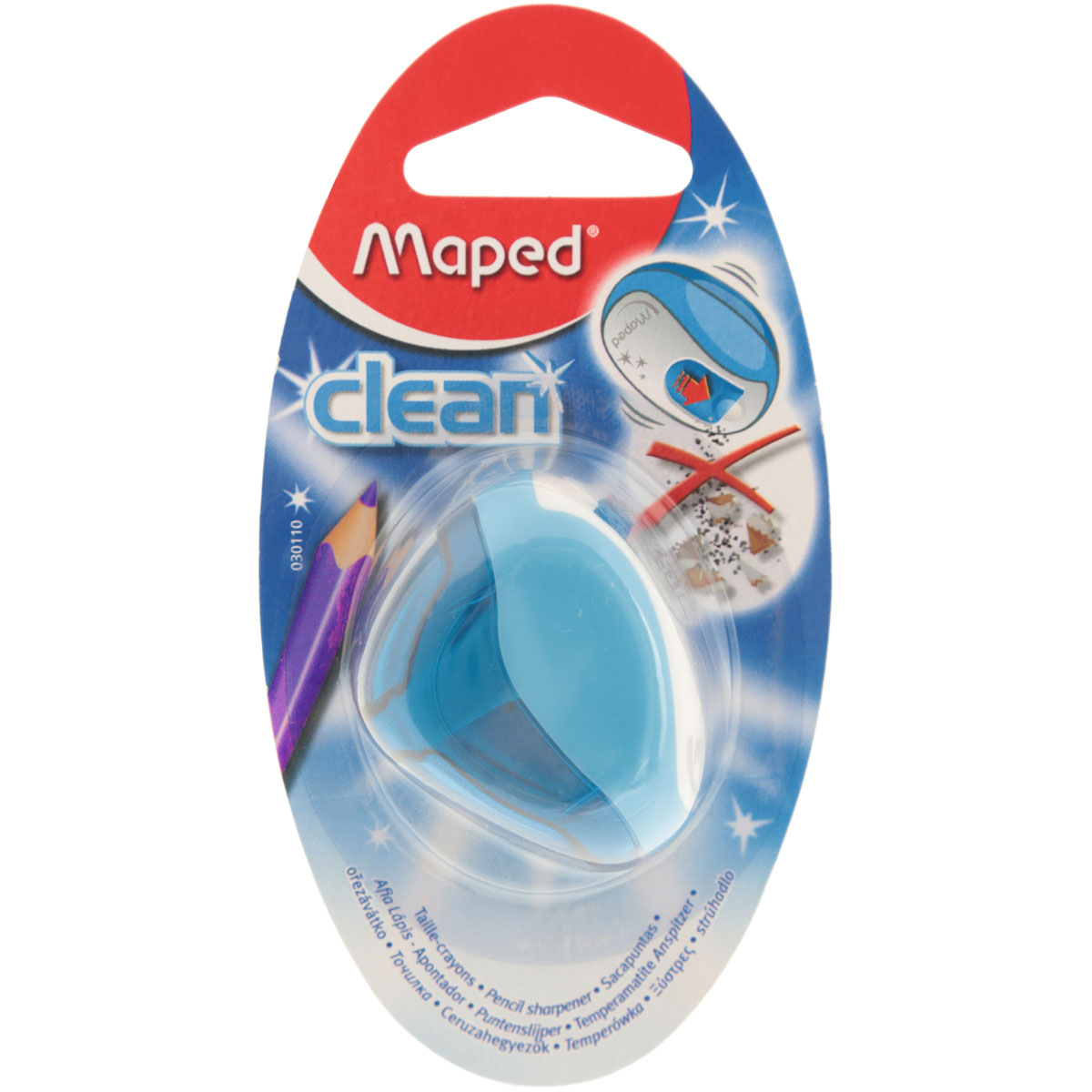 Точилка Maped Clean, с контейнером, цвет: голубой30110_голубой Точилка Maped Clean, с контейнером, цвет: голубой30110_голубойТочилка Maped Clean с прозрачным ударостойким контейнером на одно отверстие. Точилка представлена в яркой цветовой гамме. С точилкой Maped Clean не будет никаких опилок в пенале. Они легко поместятся в объемный контейнер, а отверстие над режущим конусом надежно защищено крышкой, открывающейся при нажатии.