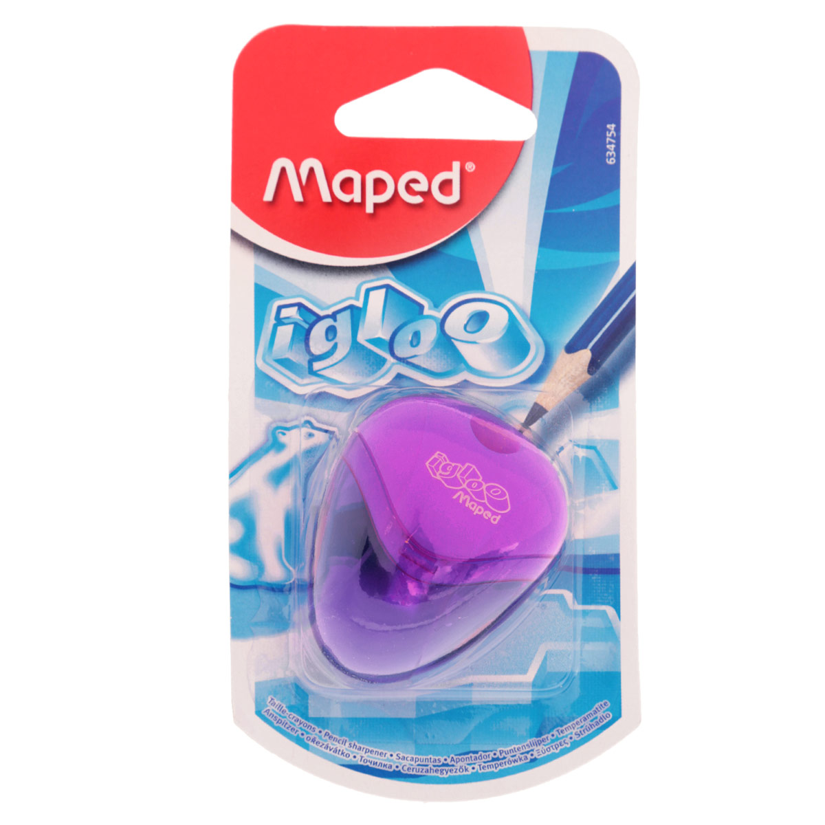 Точилка Maped Igloo, цвет: фиолетовый634754_фиолетовый Точилка Maped Igloo, цвет: фиолетовый634754_фиолетовыйТочилка Igloo с одним отверстием выполнена из ударопрочного пластика. Полупрозрачный контейнер для сбора стружки позволяет визуально контролировать уровень заполнения и вовремя производить очистку. Подходит как для школы, так и для офиса.Рекомендовано детям старше трех лет.