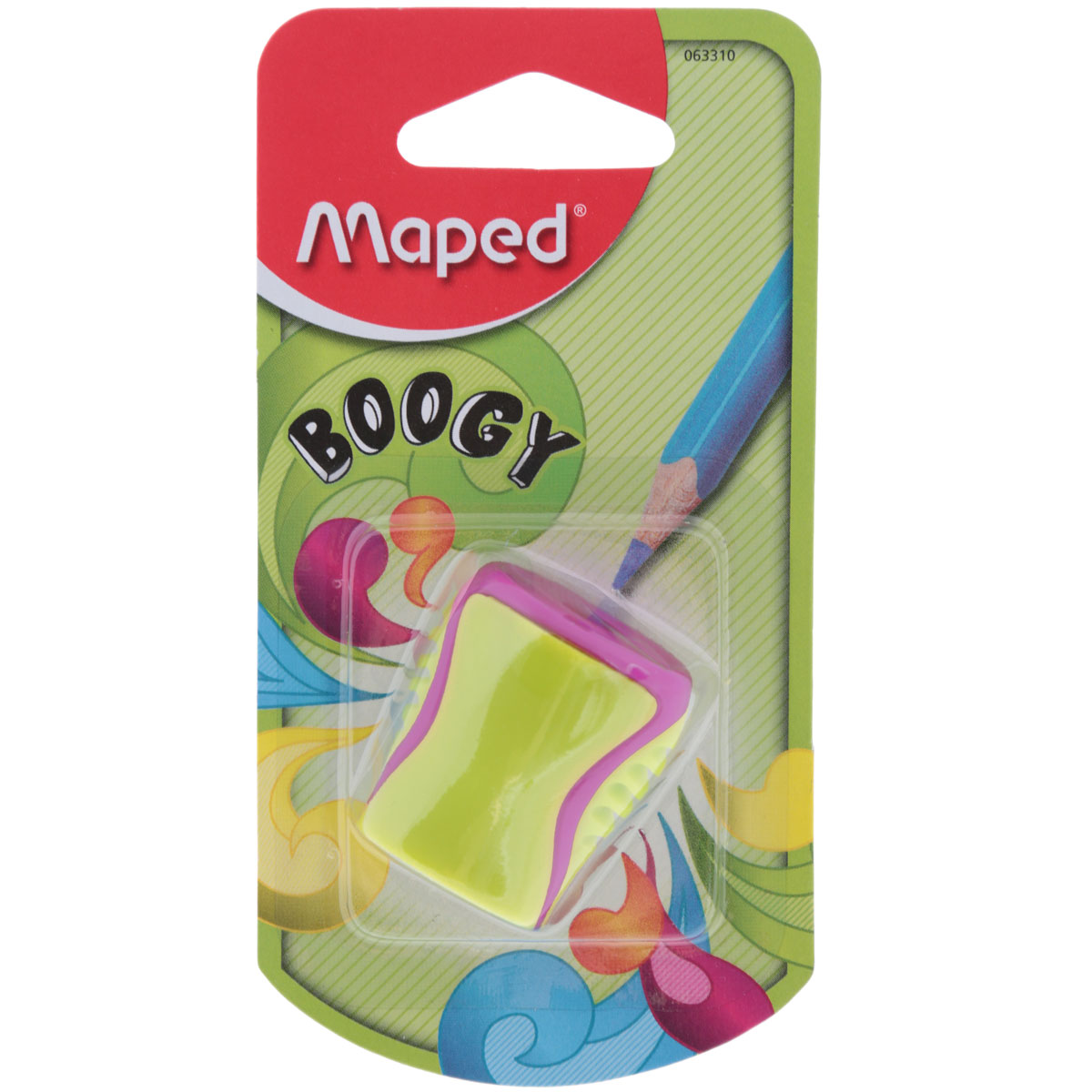 Точилка Maped Boogy, с контейнером, цвет: салатовый63310_салатовый Точилка Maped Boogy, с контейнером, цвет: салатовый63310_салатовыйТочилка Maped Boogy с непрозрачным ударостойким контейнером на одно отверстие. Точилка представлена в яркой сочной цветовой гамме, с рифленой областью обхвата Точилка для карандашей имеет неотделимый контейнер, что исключает потерю стружки. Компактный размер точилки позволит легко хранить её в пенале.
