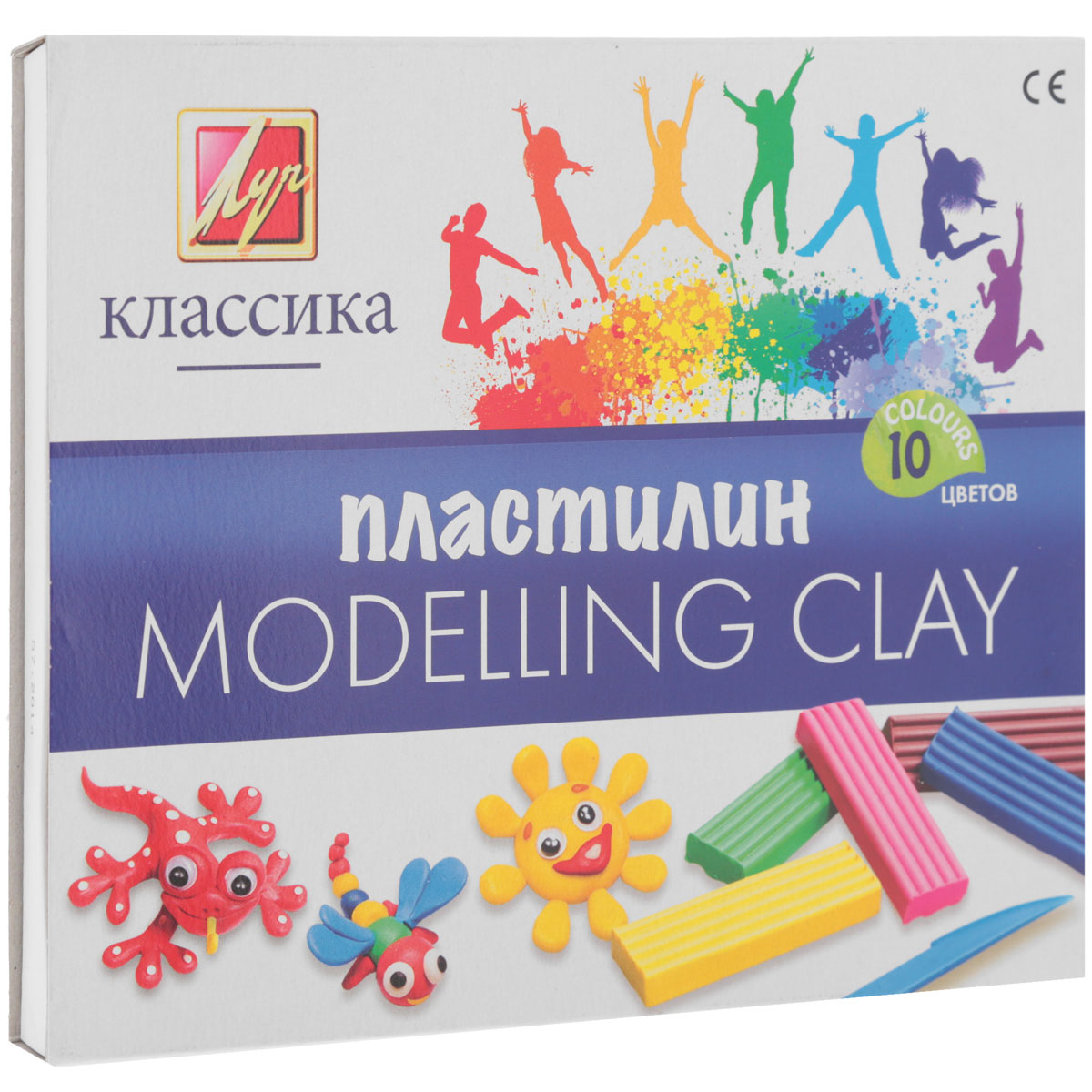 Пластилин Луч Классика, со стеком, 10 цветов7С 304-08 Пластилин Луч Классика, со стеком, 10 цветов7С 304-08Пластилин Луч Классика предназначен для лепки и моделирования. Лепка из пластилина способствует развитию мелкой моторики рук и пространственного мышления, кроме того, это увлекательный досуг. Пластилин изготовлен из высококачественных компонентов, благодаря которым он не окрашивает руки, не прилипает к пальцам, хорошо держит форму, легко смешивается, не рвется, в процессе согревания мягко растягивается. С помощью стека, вложенного в коробку, ребенок может наносить орнамент на свои изделия, что позитивно влияет на творческое мышление. Длина стека 13 см. В набор входят 10 цветов: желтый, белый, оранжевый, красный, фиолетовый, салатовый, зеленый, синий, коричневый, черный. Общая масса пластилина: 200 грамм.