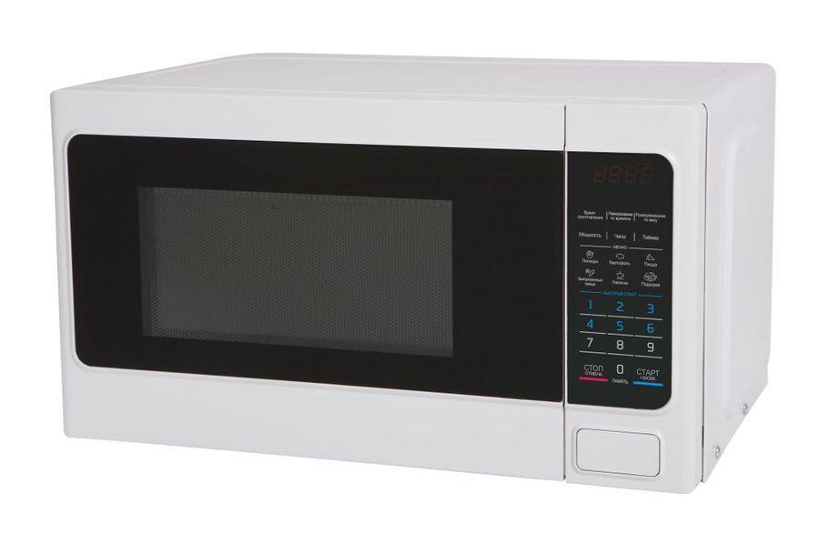Midea EM820CAA-W СВЧ-печьEM820CAA- W Midea EM820CAA-W СВЧ-печьEM820CAA- WКомпактная и надежная микроволновая печь Midea EM820CAA объемом 20 литров сочетает в себе стильный дизайн, высокое качество и интуитивно понятное электронное управление, благодаря чему вы сможете быстро и просто разогреть и приготовить различные блюда. С функцией автоматического размораживания вам не придется подсчитывать необходимое количество времени и мощность для размораживания того или иного продукта, достаточно выбрать специальную программу. Функция автоматического разогрева избавит вас от необходимости делать расчеты, достаточно лишь указать тип продукта и его объем, а микроволновая печь самостоятельно определит необходимую мощность. Кроме того, в этой модели имеются 6 функций автоматического приготовления, в которых наиболее популярные блюда запрограммированы, и достаточно лишь выбрать необходимое блюдо и печь сама установит режим. Панель управления на русском языке и светодиодный (LED) дисплей помогут быстро и легко приготовить любимые блюда! Безопасность в работе обеспечивает защита от включения при открытой дверце, а также защитная блокировка кнопок.