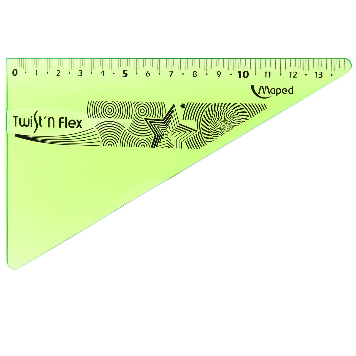 Угольник Maped Twist-n-Flex, неломающийся, 14 см, цвет: салатовый279410_салатовый Угольник Maped Twist-n-Flex, неломающийся, 14 см, цвет: салатовый279410_салатовыйГибкий неломающийся угольник Maped - это не только необходимый в учебе предмет, но и легкий способ привлечь ребенка к процессу обучения. Выполнен из прозрачного цветного пластика с ровной четкой миллиметровой шкалой делений до 14 см.Характеристики:Длина: 14 см.Угол: 60 градусов.