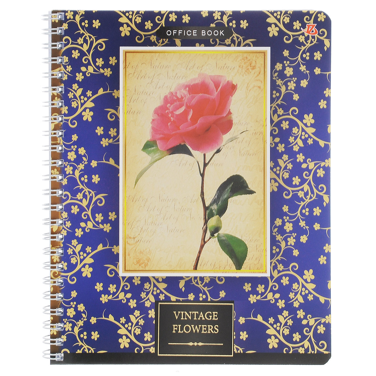 Тетрадь в клетку Vintage Flowers: Роза, на гребне, цвет: синий, 80 листов. 6660/36660/3_Роза Тетрадь в клетку Vintage Flowers: Роза, на гребне, цвет: синий, 80 листов. 6660/36660/3_РозаТетрадь на гребне Vintage Flowers: Роза подойдет для любых работ и студенту, и школьнику.Фактурная обложка тетради с элементами золотого тиснения выполнена из мелованного картона с закругленными углами.Внутренний блок тетради соединен металлической пружиной и состоит из 80 листов высококачественной бумаги повышенной белизны в клетку.