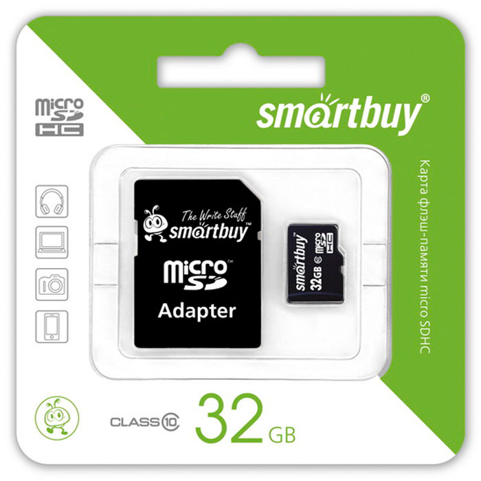 SmartBuy microSDHC Сlass 10 32GB карта памяти (с адаптером SD)