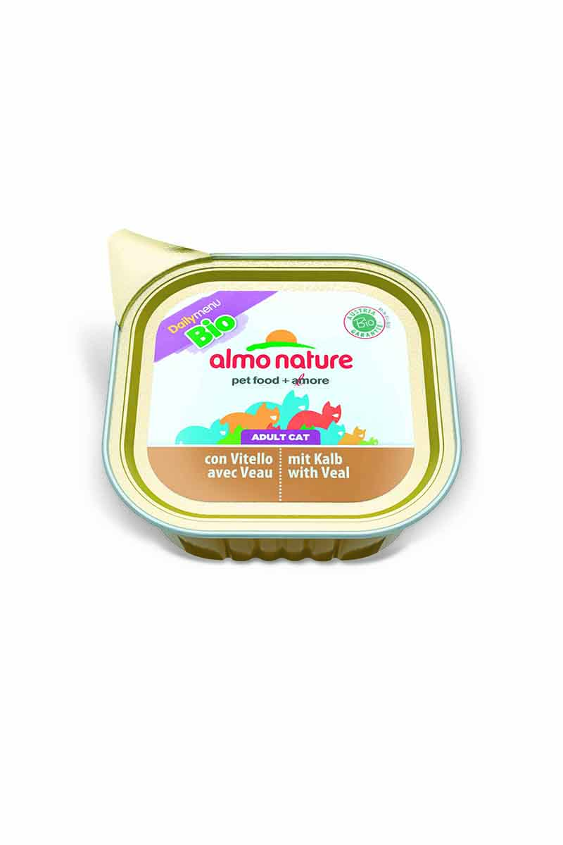 Паштет_для_кошек_Almo_Nature_~Daily_Menu._Bio~,_с_телятиной,_100_г Паштет_для_кошек_Almo_Nature_~Daily_Menu._Bio~_изготовлен_из_отборных,_гипоаллергенных_и_легко_усвояемых_ингредиентов._Содержит_питательные,_высококачественные_продукты:_подлинное_мясо_свободного_выгула_-_без_гормонов_и_антибиотиков.Состав:_мясо_и_его_производные_(из_них_телятина_не_менее_4%25),_зерновые,_экстракт_растительных_белков,_минералы.Пищевые_добавки:_витамин_D3_-_790_МЕ/кг,_витамин_Е_-_425_МЕ/кг.Гарантированный_анализ:_белки_–_10%25,_клетчатка_–_0,5%25,_жиры_–_5%25,_зола_–_2,5%25,_влажность_–_81%25.Калорийность_–_890_ккал/к.Товар_сертифицирован.