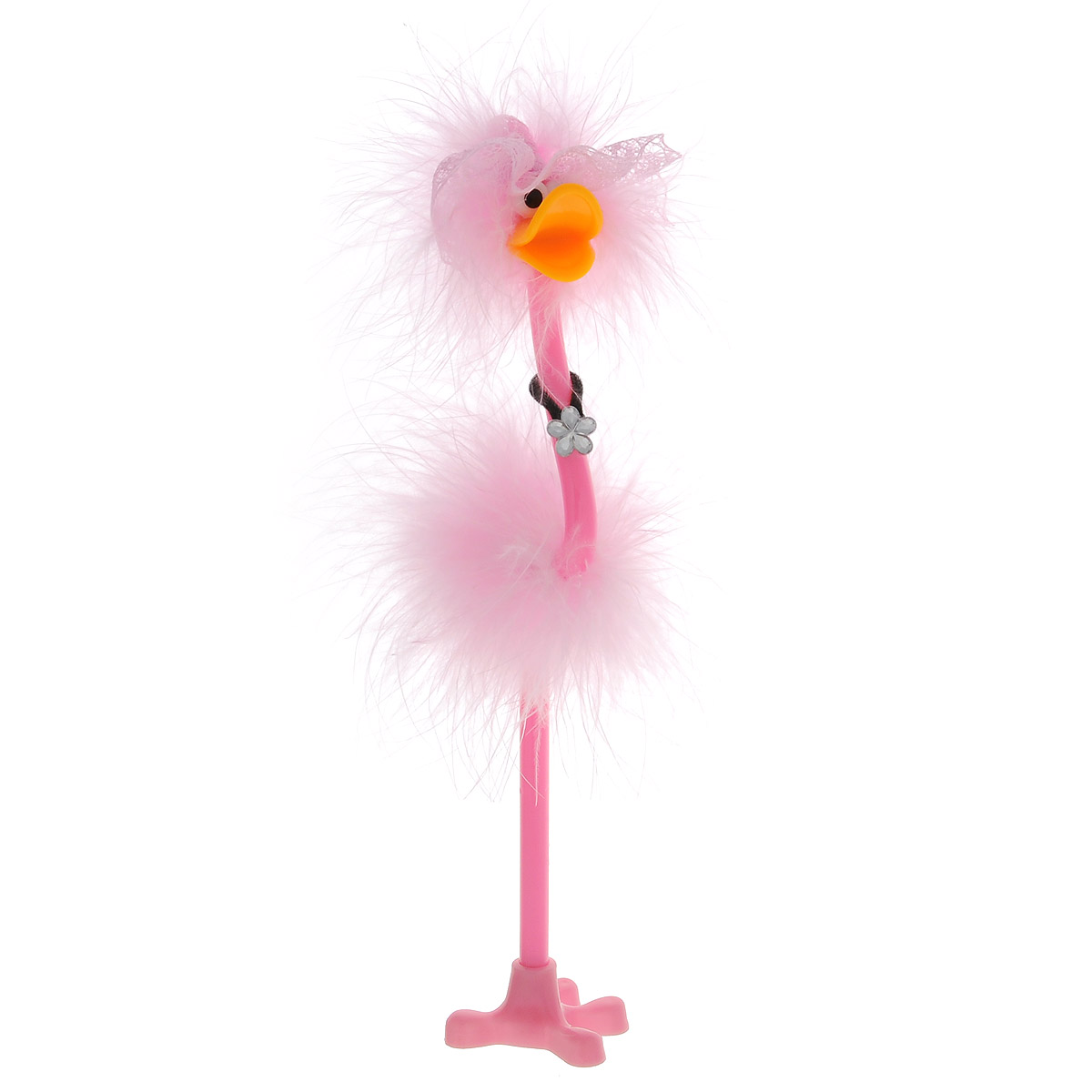 Ручка-игрушка Flamingo, в кружевной шляпке, с подставкой, цвет: розовый82965_розовый, шляпка Ручка-игрушка Flamingo, в кружевной шляпке, с подставкой, цвет: розовый82965_розовый, шляпкаОригинальная шариковая ручка-игрушка Flamingo станет отличным подарком и незаменимым аксессуаром на вашем рабочем столе. Ручка, украшенная перьями, выполнена в виде забавной птички фламинго в широкополой кружевной шляпке. К ручке прилагается подставка в виде лапки. Такая ручка - это забавный и практичный подарок, она не потеряется среди бумаг и непременно вызовет улыбку окружающих.