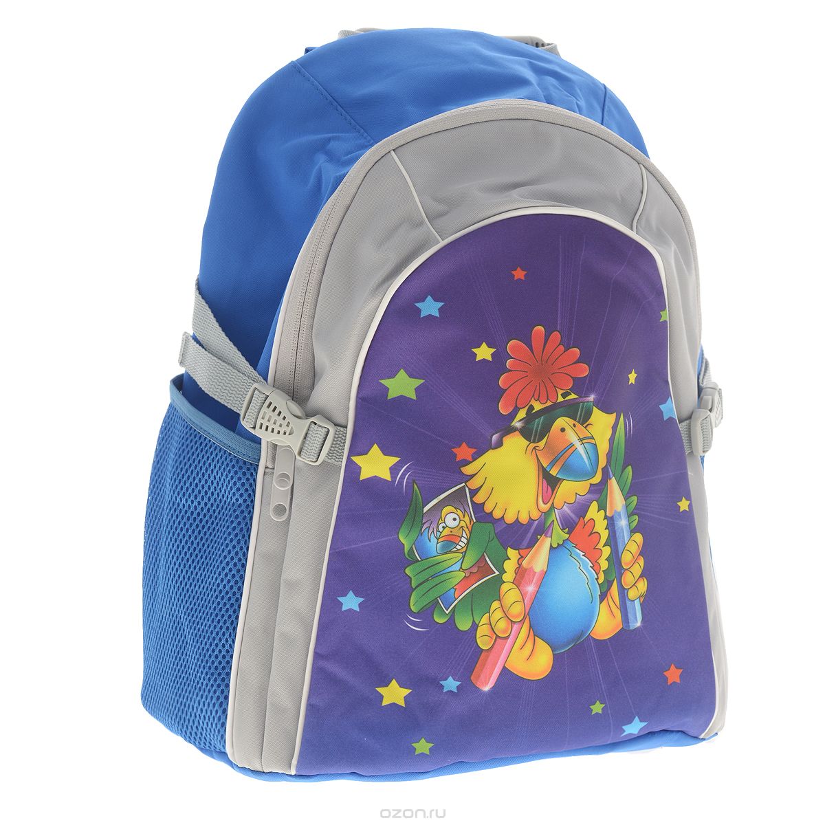 Рюкзак детский Tiger Family Joyful Birdie, цвет: синий, серый2919/TG Рюкзак детский Tiger Family Joyful Birdie, цвет: синий, серый2919/TGСтильный школьный рюкзак Joyful Birdie небольшого размера - это красивый и удобный ранец, который подойдет всем, кто хочет разнообразить свои школьные будни. Благодаря анатомической спинке, повторяющей контур спины и двум эргономичным плечевым ремням, длина которых регулируется, у ребенка не возникнут проблемы с позвоночником. Ранец, выполненный из антибактериального, водоотталкивающего и не выгорающего на солнце материала, оформлен изображением забавной птички. Ранец состоит из одного основного отделения, закрывающегося на застежку-молнию. Внутри - накладной открытый карман. По бокам рюкзак имеет два сетчатых кармана. Также есть текстильная ручка, с прорезиненной вставкой, для удобной переноски и ограничители объема.