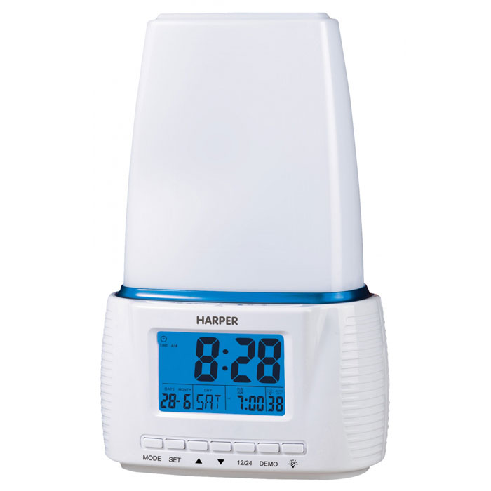 Harper HWUL-878 световой будильникHWUL-878 Harper HWUL-878 световой будильникHWUL-878Harper HWUL-878 - продвинутый световой будильник, который обеспечит вам максимально комфортное пробуждение. Отличительными особенностями светового будильника Harper HWUL-878 являются:Пробуждение светом – эффект восхода солнца (время действия 1 минута)Пробуждение звуком - эффект пение птицСветодиодная (LED) энергосберегающая лампаДистанционное включение (включается от хлопка руками)Сенсорное управление светомДиммер4 режима работы будильникаТаймер отключенияМощность светового потока: 200 люменовЦветовая температура: 5000K - 5300KКоличество светодиодов LED: 22Максимальная выходная мощность динамика: 0,5 Вт