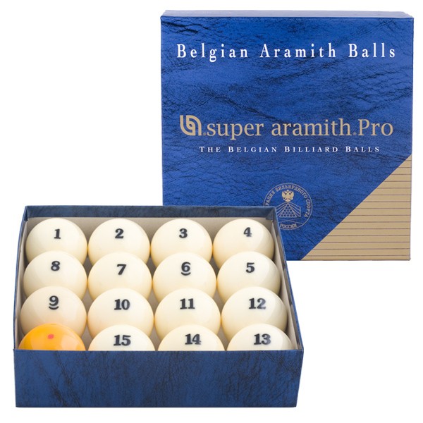 Шары бильярдные Aramith Super Pro-Cup Pyramid, 68мм00003 Шары бильярдные Aramith Super Pro-Cup Pyramid, 68мм00003Aramith Super Pro-Cup Pyramid 68 мм - товар, изготовленный в соответствии с очень строгими допусками и нормами. Каждый шар в этом наборе, кроме многочисленных регулярных контролей, был индивидуально измерен. Этим обеспечивается максимальное постоянство от шара к шару, с целью составления однородного набора для настоящего совершенства во время игры. Смолы, используемые для этих наборов, высшего качества, что еще более повышает срок службы шара и его покрытия. Их прозрачная стекловидная поверхность является насквозь отвержденной, что позволяет шарам сохранять свои характерные черты на протяжении необыкновенно долгого периода времени. Благодаря этому уникальному уровню качества, такой набор стал наиболее используемым в международном масштабе. Особенности набора:Профессиональный набор: точная калибровка каждого шара для максимальной последовательности в наборе. Международное одобрение: привилегированный набор, используемый во всем мире на турнирах и чемпионатах из-за его неоспоримого качества. Дополнительная гладкая поверхность, которая минимизирует изнашивание сукна и служит для исключительной долговечности ткани. Прекрасные цвета и номера, прочная структура, максимальная точность и исключительная долговечность были спроектированы в наборе шаров для игры в пул для удовлетворения торговых требований, касающихся качества и расходов. Идеально отцентрованные, износостойкие шары дают ни с чем не сравнимое удовольствие от игры.Описание комплекта:Шаров в комплекте: 16.Вид бильярда: русская пирамида.Цвет битка: желтый с красными точками.