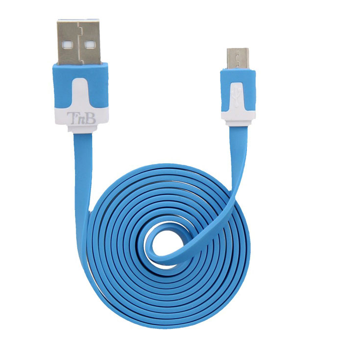 TNB CBFLAT1BL, Blue micro-USB кабельCBFLAT1BL TNB CBFLAT1BL, Blue micro-USB кабельCBFLAT1BLTNB CBFLAT1BL - плоский кабель micro-USB для подзарядки вашего мобильного устройства и его синхронизации с ПК.