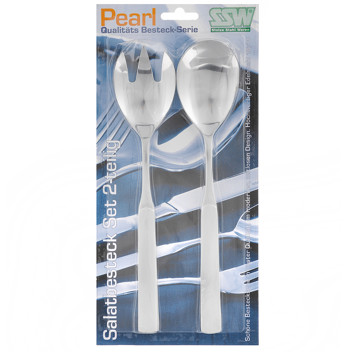 Набор ложек для салата SSW Pearl, 2 предмета477345 Набор ложек для салата SSW Pearl, 2 предмета477345Набор ложек для салата SSW Pearl выполнен из нержавеющей стали. Таким набором удобно перемешивать и выкладывать на тарелки зеленые салаты, в которых много нежных листьев и трав. Если перемешивать их простой ложкой - легко помять зелень. Пользуясь же этим набором для смешивания, или как щипцами, чтобы положить салат на тарелку, вы никогда не изомнете салатные листья.Изделия можно мыть в посудомоечной машине.Длина предметов: 23,5 см.Длина рабочей части: 7 см.
