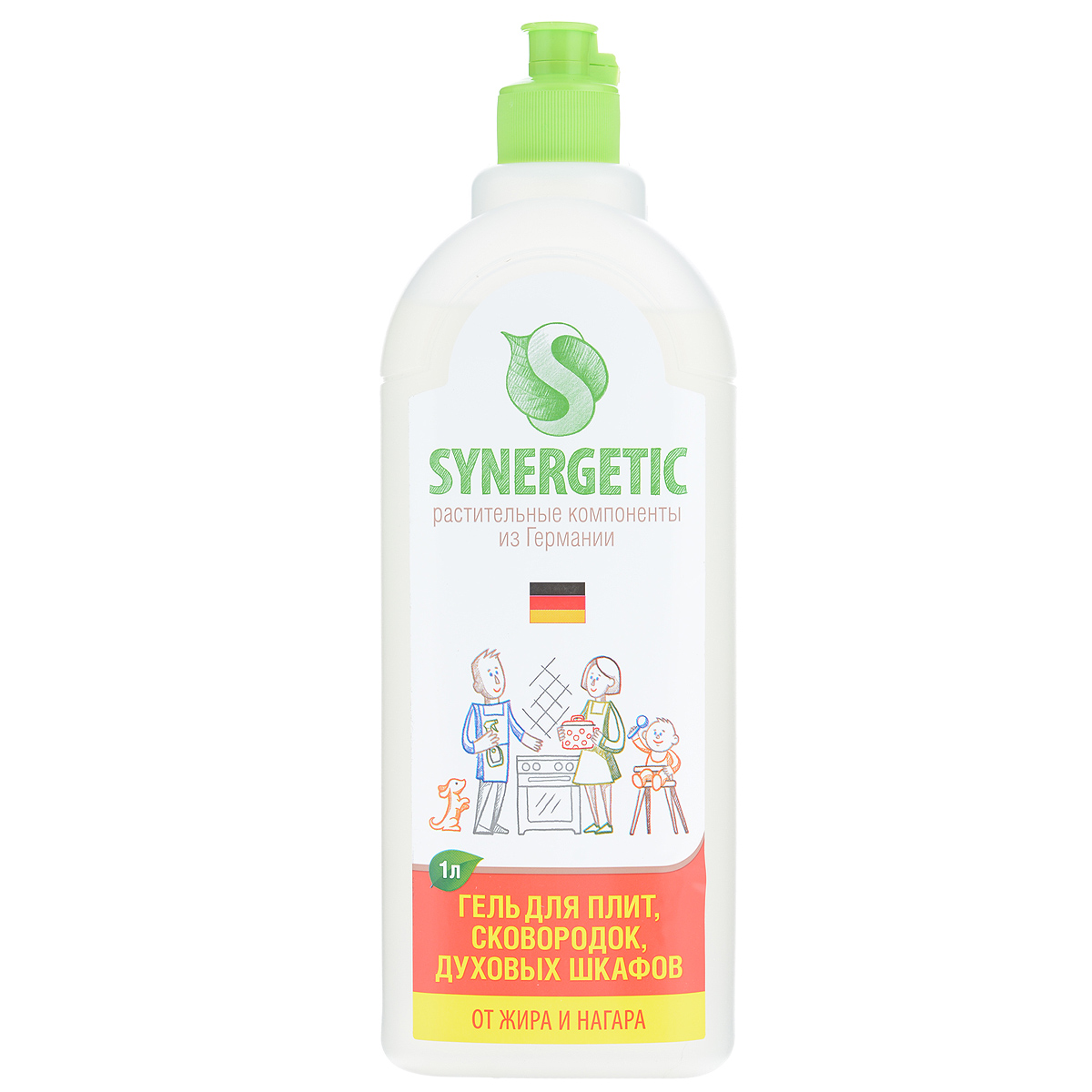 Чистящее средство Synergetic, для плит, сковородок, духовых шкафов, 1 л106100 Чистящее средство Synergetic, для плит, сковородок, духовых шкафов, 1 л106100Высокоэффективное и безопасное средство Synergetic предназначено для ежедневной и генеральной уборки всех видов кухонных принадлежностей от любых видов загрязнений. Легко удаляет жир, нагар, копоть, ржавчину и накипь. Подходит для металлических, стеклокерамических, эмалированных плит, сковородок, противней, кастрюль, шампуров, решеток-гриль, микроволновой печи, духовых шкафов, каменных столешниц, керамической плитки. Подходит для уборки в детских учреждениях, так как содержит только натуральные компоненты. Полностью смывается, устраняя неприятные запахи. Соответствует нормам САН ПИН. Состав: А-тензиды 5-15% (растительного происхождения), Н-тензиды 5-15% (на основе глюкозы), сода 5-15%. Товар сертифицирован.