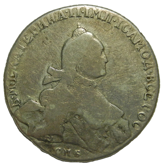 Монета рубль. Екатерина II. Российская Империя, Санкт-Петербургский монетный двор, 1765 год