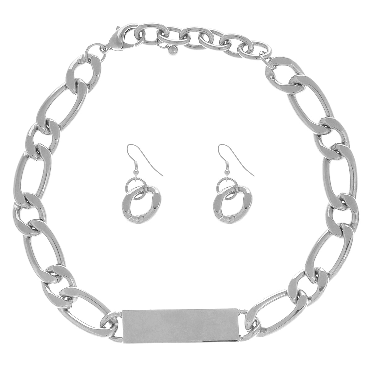 Комплект украшений Taya: колье, серьги, цвет: серебристый. T-B-5758