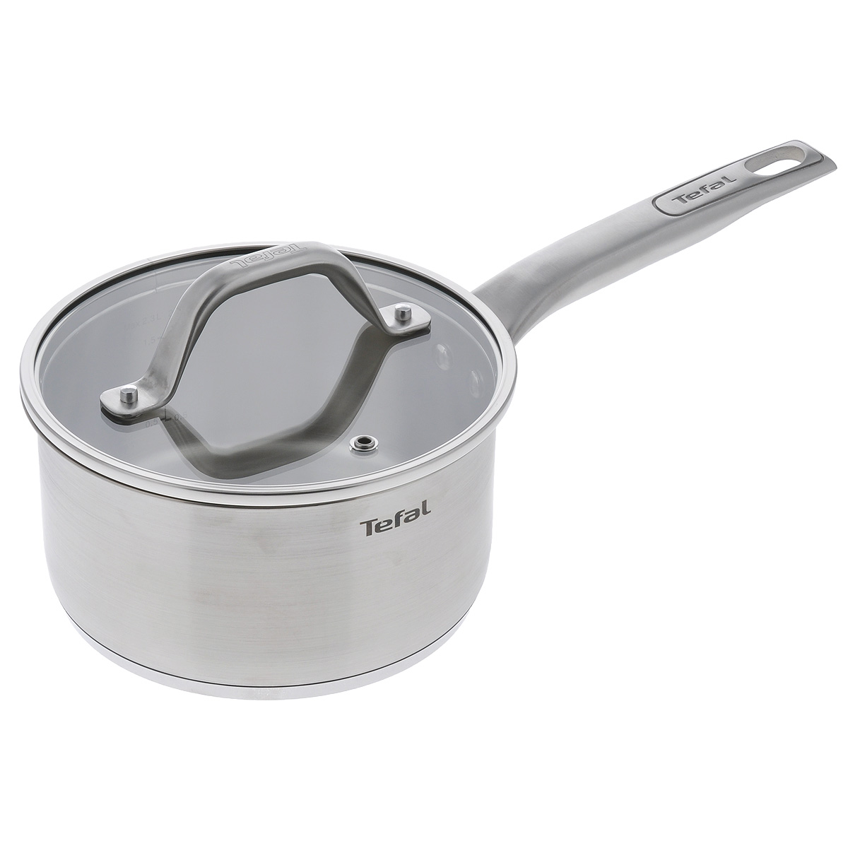Ковш Tefal Hero с крышкой, 2,2 л2100085845 Ковш Tefal Hero с крышкой, 2,2 л2100085845Ковш Tefal Hero выполнен из высококачественной нержавеющей стали с матовым покрытием и внизу полоской зеркального.Элегантная ручка ковша оснащена отверстием для подвешивания на крючок. Крышка из термостойкого стекла снабжена металлическим ободком и отверстием для выпуска пара. На внутренней поверхности ковша имеется мерная шкала.Ковш подходит для всех типов плит, включая индукционные. Можно мыть в посудомоечной машине.Диаметр ковша: 18 см.Высота стенок ковша: 9,5 см.Толщина стенок ковша: 1 мм.Толщина дна ковша: 0,9 см.Длина ручки: 18 см.