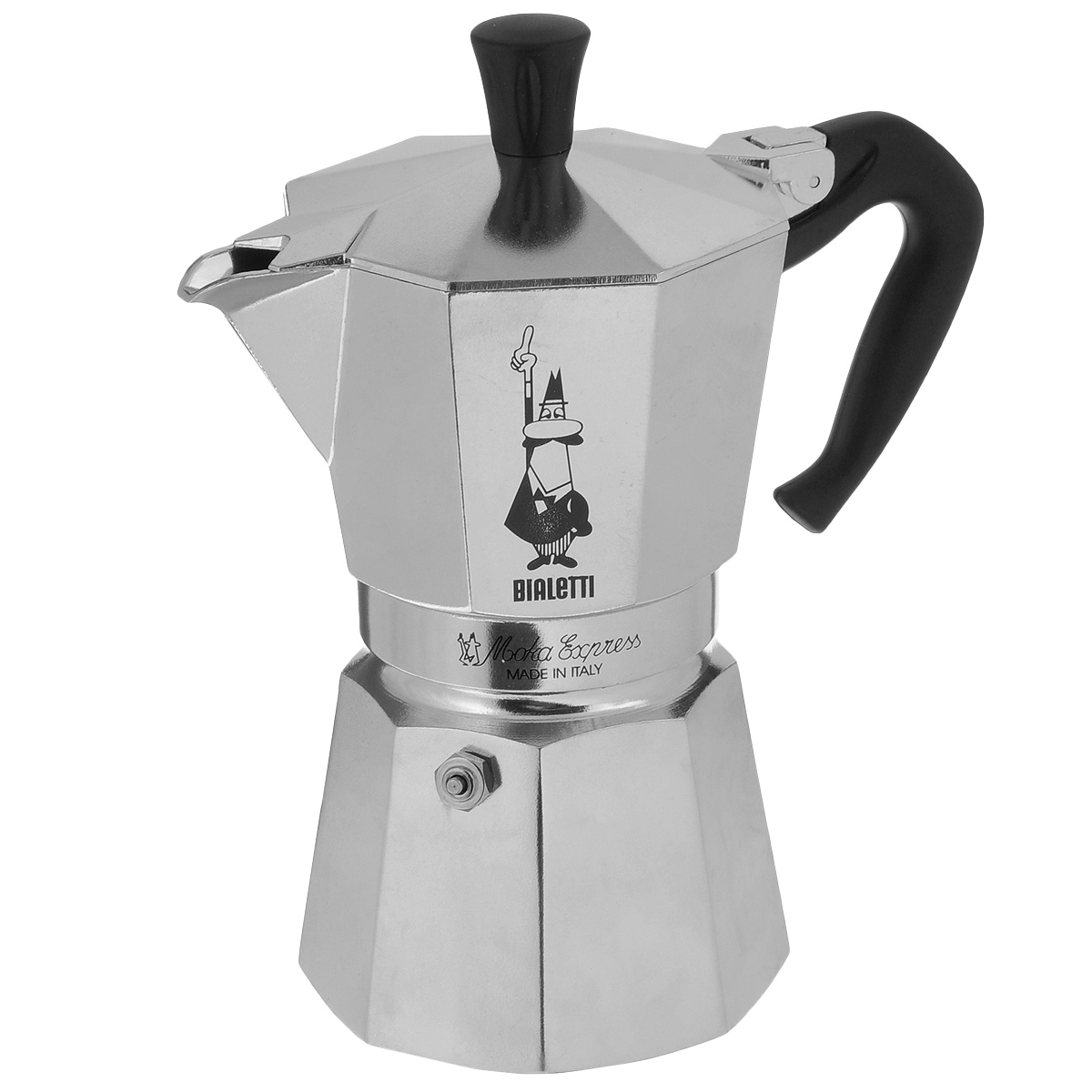 Кофеварка гейзерная Bialetti Moka Express, на 6 чашек, 300 мл1163 Кофеварка гейзерная Bialetti Moka Express, на 6 чашек, 300 мл1163Компактная гейзерная кофеварка Bialetti Moka Express изготовлена из высококачественного алюминия. Объема кофе хватает на 6 чашек. Изделие оснащено удобной пластиковой ручкой.Принцип работы такой гейзерной кофеварки - кофе заваривается путем многократного прохождения горячей воды или пара через слой молотого кофе. Удобство кофеварки в том, что вся кофейная гуща остается во внутренней емкости. Гейзерные кофеварки пользуются большой популярностью благодаря изысканному аромату. Кофе получается крепкий и насыщенный. Подходит для газовых, электрических и стеклокерамических плит. Нельзя мыть в посудомоечной машине. Объем: 300 мл.Высота: 21.8 см.Ширина: 16.6 см.Глубина: 12.4 см.