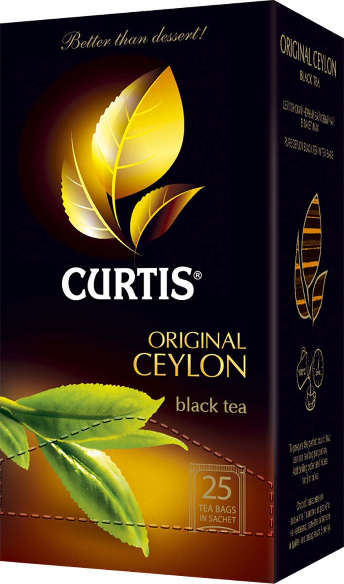 Curtis Original Ceylon Tea черный чай в пакетиках, 25 шт510616 Curtis Original Ceylon Tea черный чай в пакетиках, 25 шт510616Curtis Original Ceylon Tea - это богатый вкус с приятными цветочными оттенками, яркий аромат и насыщенный цвет. Чашка горячего любимого чая великолепна, как жемчужина Цейлона.