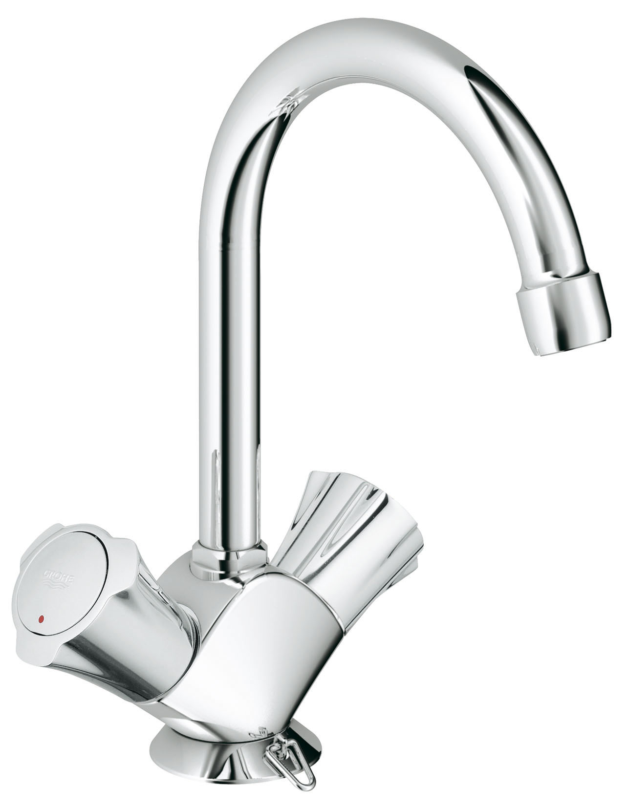 Фото Смеситель для раковины GROHE "Costa L" с цепочкой и высоким изливом (21337001). Покупайте с доставкой по России