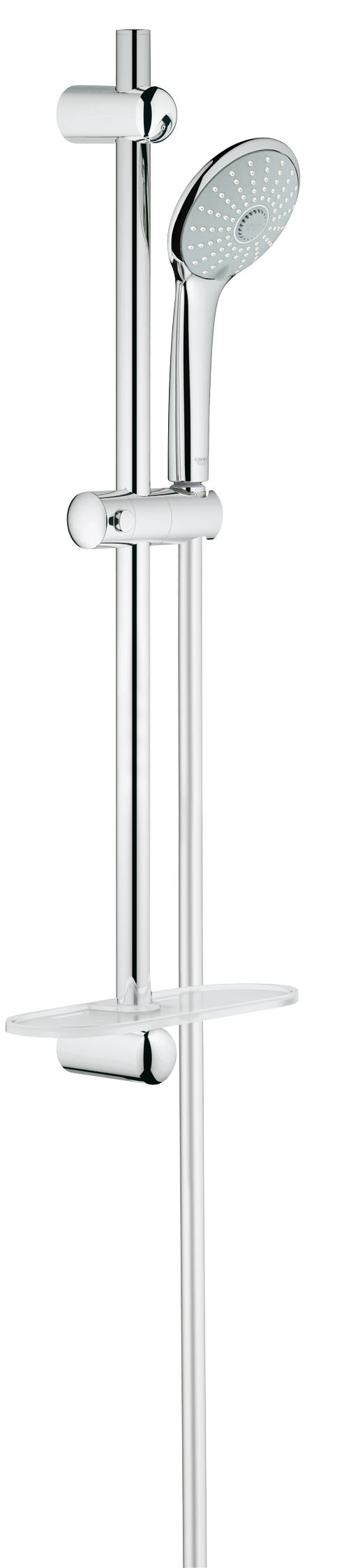 Душевой комплект GROHE Euphoria, штанга 600 мм. (27231001)27231001 Душевой комплект GROHE Euphoria, штанга 600 мм. (27231001)27231001GROHE Euphoria 110 Massage: душевой гарнитур со штангой для бесподобно расслабляющих душевых процедур Этот ручной душ располагает приятным дополнением к стандартному режиму Rain и его водосберегающей версии SmartRain, а именно расслабляющим режимом Massage, в котором вода подается пульсирующей струей, позволяющей сделать приятный массаж, например, головы и шеи. Наслаждайтесь расслабляющими душевыми процедурами, установив в своей ванной комнате этот душевой гарнитур со множеством достоинств: к примеру, с помощью системы QuickFix Вы сможете быстро и легко установить входящую в комплект 600-миллиметровую душевую штангу, используя имеющиеся отверстия в стене или просверлив новые в межплиточных швах. В комплект входит шланг TwistFree, с которым Вы забудете о распутывании перекрученных душевых шлангов. Благодаря системе предотвращения известкования SpeedClean и хромированному покрытию GROHE StarLight данный гарнитур чрезвычайно неприхотлив в уходе и никогда не утратит своего ослепительного блеска. Комплектацию этого гарнитура идеальным образом дополняет полочка GROHE EasyReach, с которой шампунь и гель для душа всегда будут у Вас под рукой.Особенности:Включает в себя: Ручной душ Massage (27 221 000) Душевая штанга, 600 мм (27 499 000) GROHE QuickFix (регулируемое расстояние между настеннымиКреплениями штанги позволяет использовать для монтажаУже имеющиеся отверстия в стене)Душевой шланг 1750 мм (28 388 000) Полочка GROHE EasyReach™(27 596 000) GROHE DreamSpray превосходный поток воды GROHE SprayDimmer GROHE StarLight хромированная поверхностьС системой SpeedClean против известковых отложений Внутренний охлаждающий канал для продолжительного срока службы Twistfree против перекручивания шлангаВидео по установке является исключительно информационным. Установка должна проводиться профессионалами!