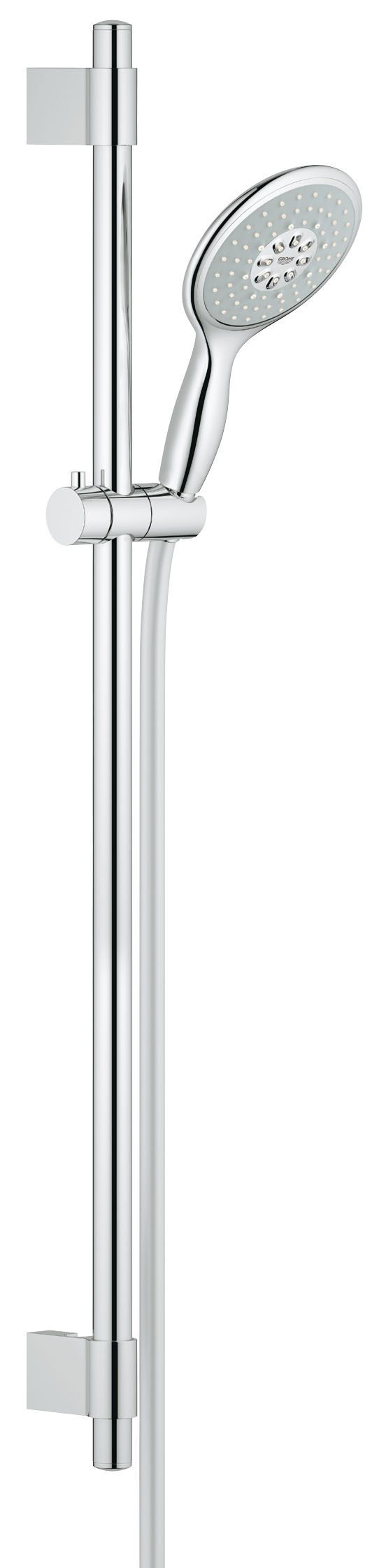 Душевой гарнитур Grohe Power&Soul 130, 4 режима, 9,5 л/мин. (27738000)27738000 Душевой гарнитур Grohe Power&Soul 130, 4 режима, 9,5 л/мин. (27738000)27738000Помимо ручного душа из коллекции Power&Soul, в комплект данного душевого гарнитура также входит душевая штанга длиной 900 мм с адаптивными металлическими креплениями для настенного монтажа. Душевая головка располагает четырьмя комбинируемыми режимами струи, создающими роскошные ощущения при принятии душа: это GROHE Rain O2, Rain, Jet и Bokoma Spray. Одновременно с этим, данная модель душа помогает в сбережении ценных природных ресурсов за счет крайне рациональных показателей расхода воды. Благодаря практичным особенностям, включая душевой шланг с креплением TwistFree, предотвращающим перекручивание, и систему монтажа GROHE QuickFix Plus, этот душ станет великолепным дополнением к оснащению вашей ванной комнаты. Система монтажа предусматривает возможность регулировки межосевого расстояния у креплений для настенного монтажа душевой штанги таким образом, чтобы попасть в имеющиеся отверстия в стене или в межплиточные швы и не рисковать повреждением плитки при монтаже. Установите в своей ванной комнате данный душевой гарнитур со штангой и наслаждайтесь создаваемыми им удобством и комфортом.Особенностивключает в себя ручной душ Power&Soul 130 (27673000), душевую штангу, 900 мм (27785000), душевой шланг 1750 мм (28388000) GROHE EcoJoy Технология совершенного потока при уменьшенном расходе воды с металлическими настенными креплениями GROHE QuickFix Plus(регулируемое расстояние между настенными креплениями штанги позволяет использовать для монтажа уже имеющиеся отверстия в стене ) Twistfree против перекручивания шланга GROHE DreamSpray превосходный поток воды GROHE StarLight хромированная поверхность с системой SpeedClean против известковых отложений внутренний охлаждающий канал для продолжительного срока службы 9,5 л/мин ограничитель расхода воды может использоваться с проточным водонагревателемВидео по установке является исключительно информационным. Установка должна проводиться профессионалами!